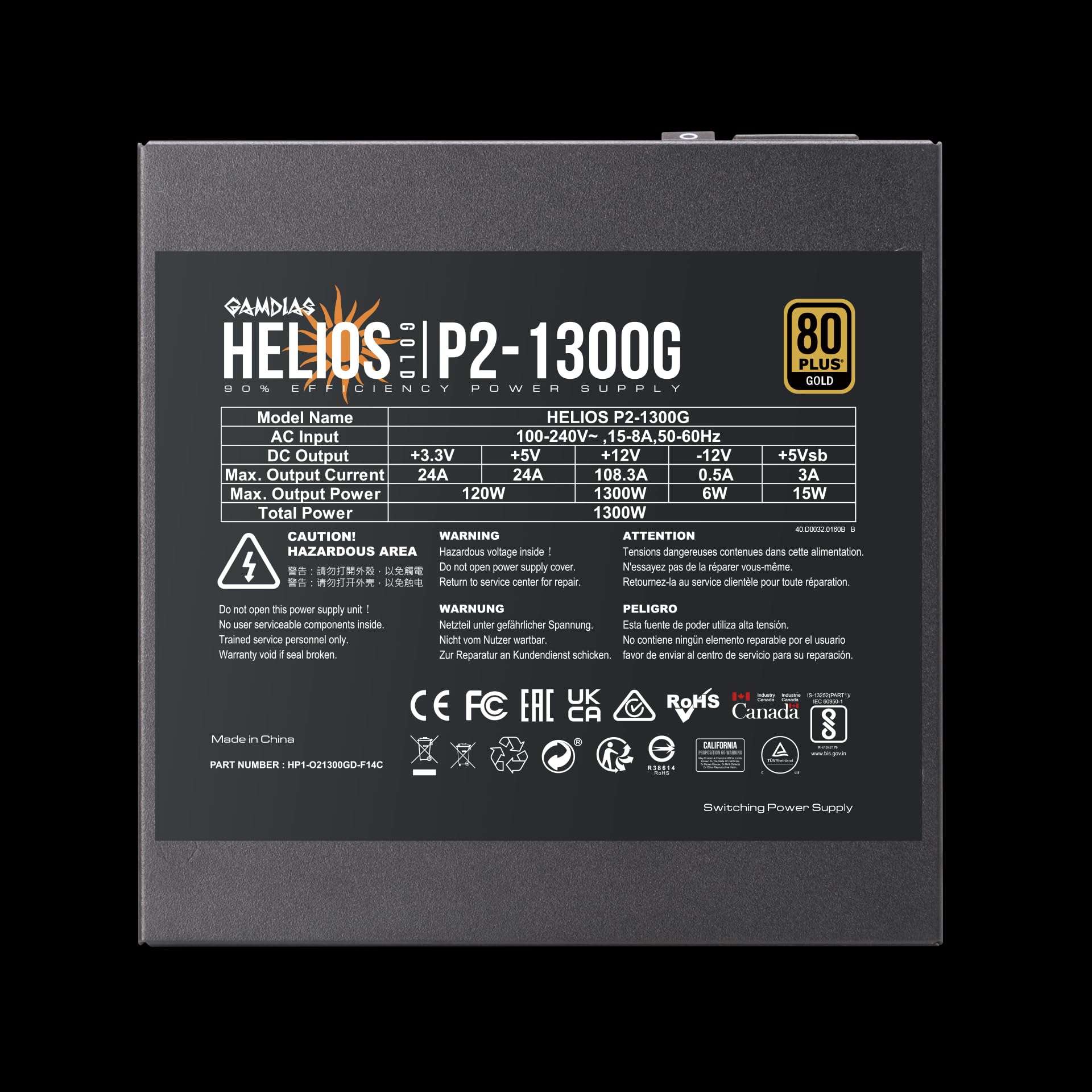 Gamdias 1300G Power Supply | Fully Modular | ATX 3.0 Version| 80 Plus Gold Certified | Japanese Capacitor | 120mm Fan | for RTX 40 Series GPU | 1300 Watt | PCI-E Gen 5.0 Ready 5