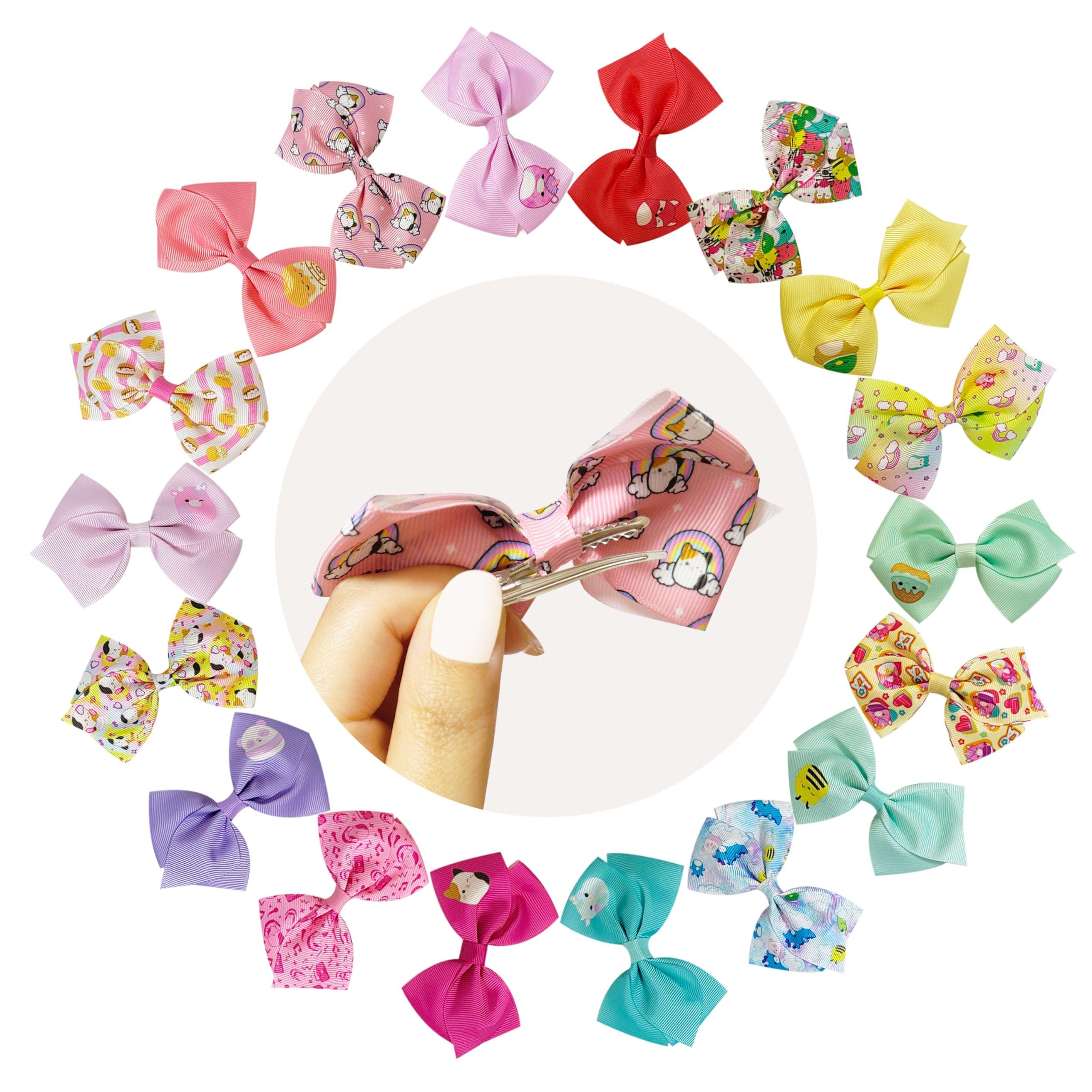 LUV HER Special Squishmallows Hair Accessories for Girls -18pc Hair Bow with Aligator Clips, Age 8+ 3