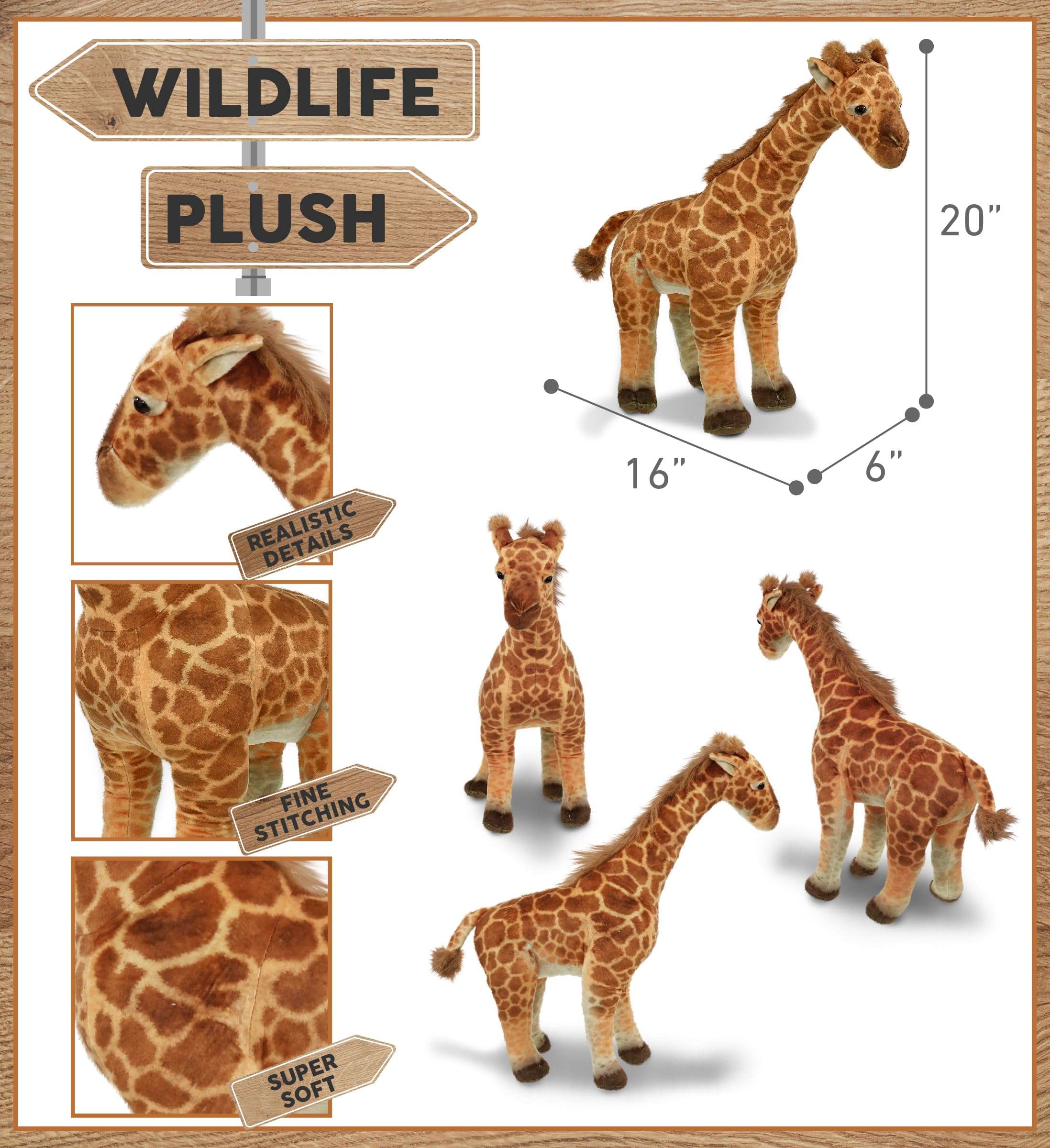 DolliBu Giraffe Stuffed Animal - Huggable Giraffe Plush, Adorable Playtime Giraffe Plush Toy, Cute Wildlife Animal Cuddle Gifts, Super Soft Plush Doll Animal Toy for Kids and Adults - 20 Inches 4