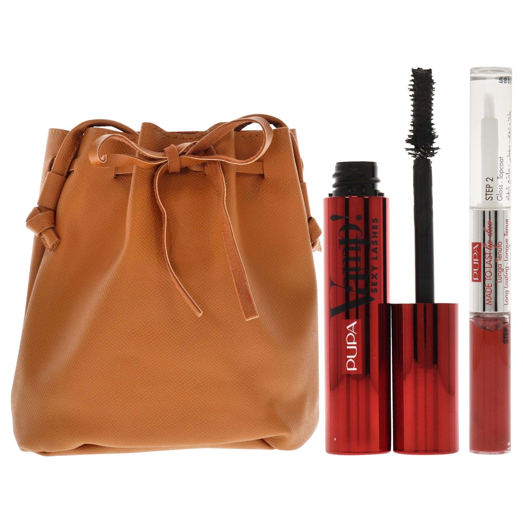 PUPA Milano Vamp! Sexy Lashes And Made To Last Lip Duo Set - Lengthens And Separates Lashes - Defines Lips, Adds Color And Shine - Paraben-Free Formula - Mascara, Lipstick And Bag - 3 Pc Mascara Kit 3