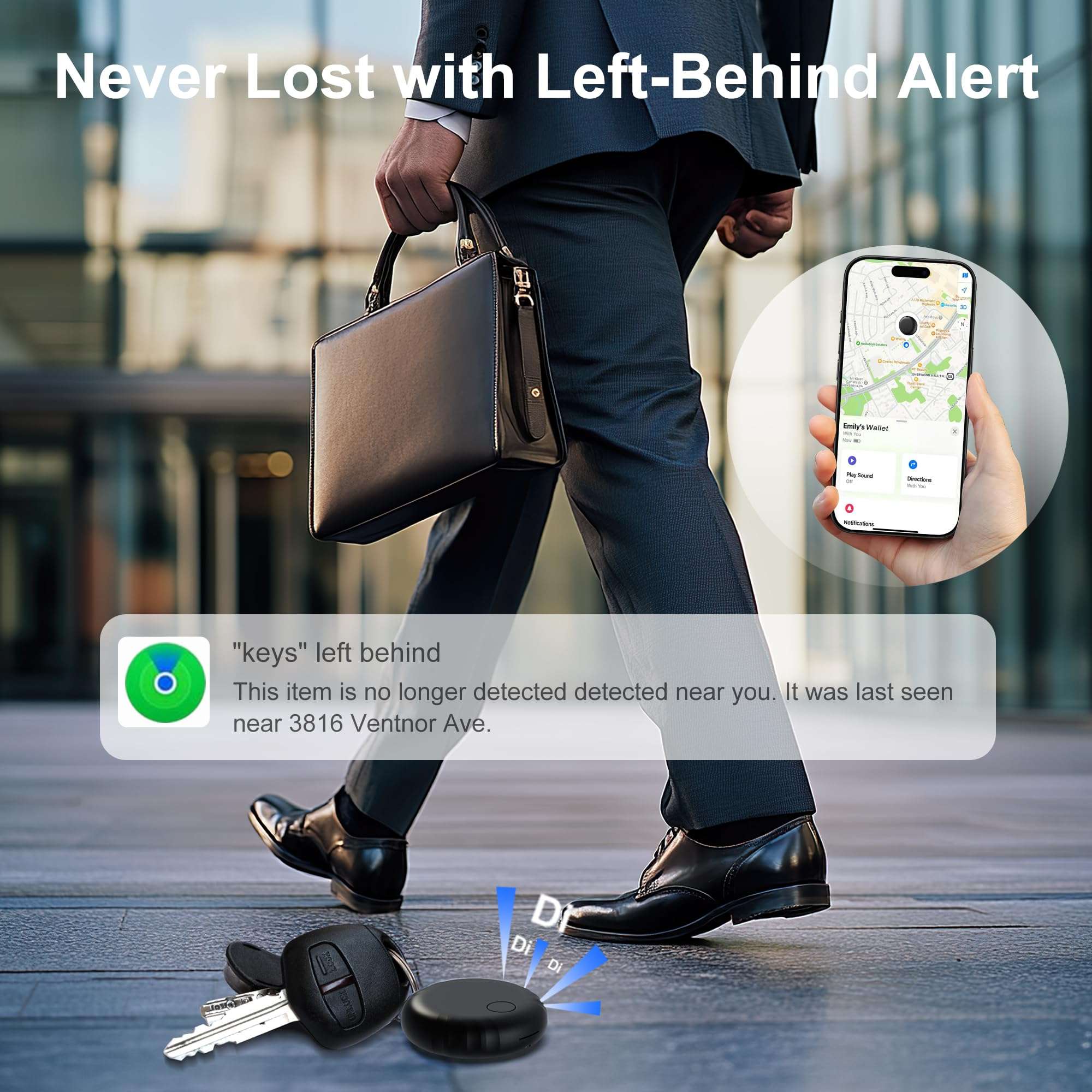 Air Tags, Smart Tag Works with Find My App (iOS Only), Keys Finder and Item Locator for Luggage, Backpack, Suitcases and More, Replaceable Battery, IP67 Waterproof Tracking Tags-3 Pack (Black) 5