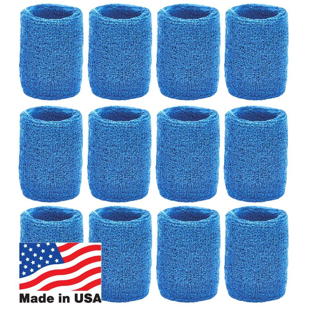 Unique Sports Wristbands/Sweatbands Pack of 12 (6 Pair) Blue 2