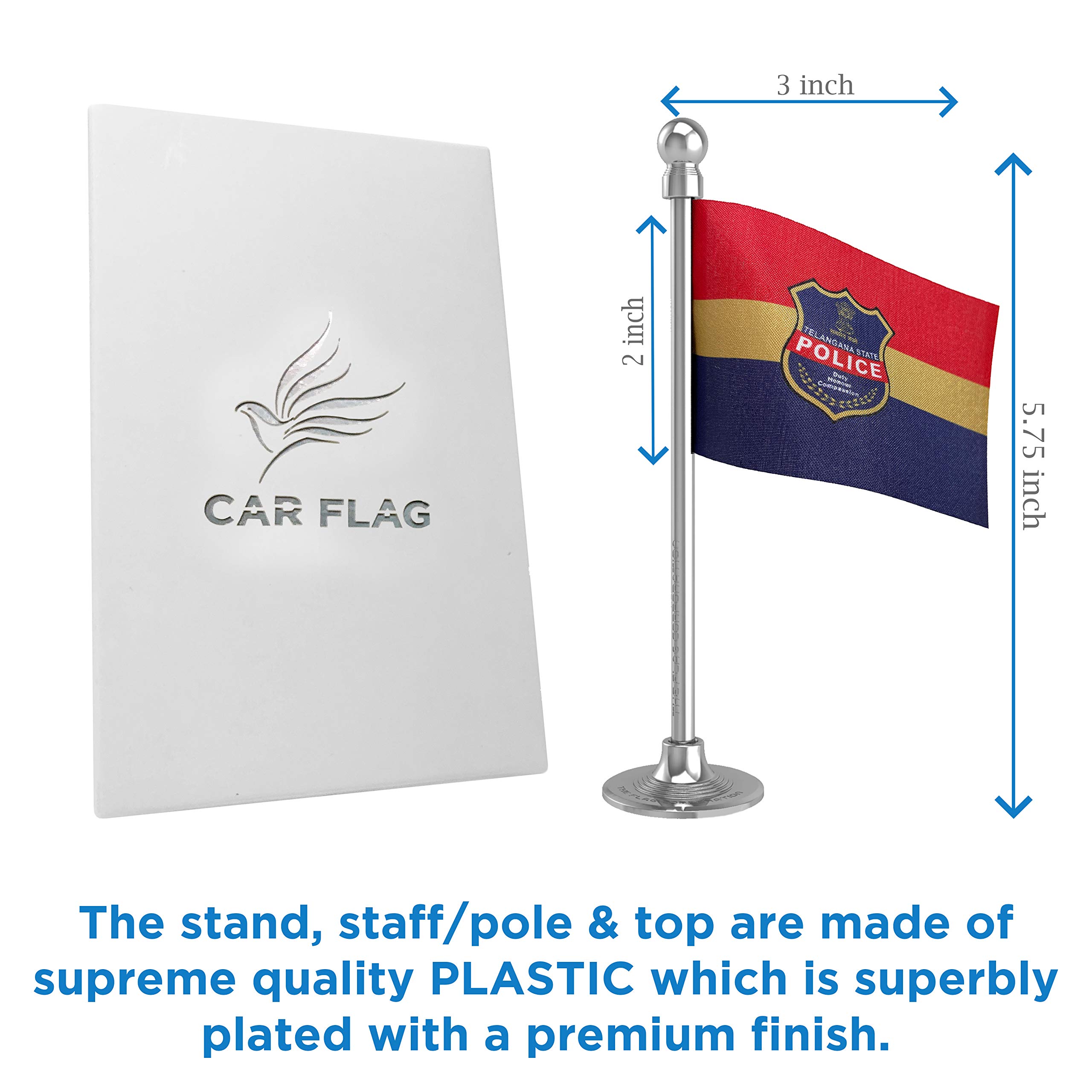 The Flag Corporation Telangana Police Car Dashboard Flag 2in x 3in With A Plastic Blush Rose Gold Base 6