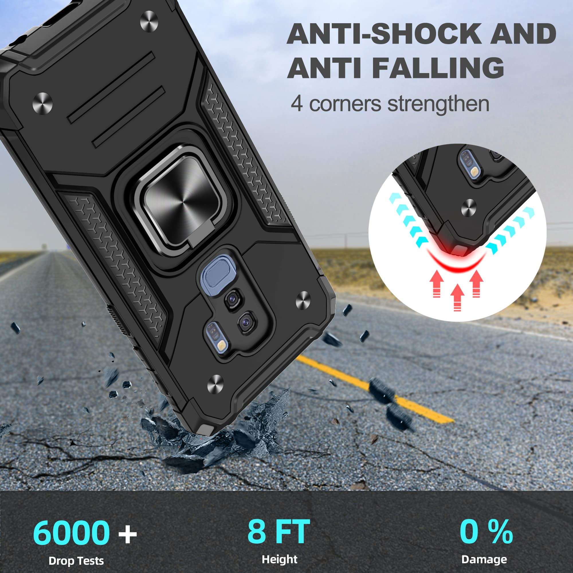 Galaxy S9 Plus Case, Samsung S9 Plus Phone Case with HD Screen Protector, Atump 360° Rotation Ring Kickstand [Military Grade] Dual Layer Shock Absorption Protective Case for Galaxy S9+, Black 6