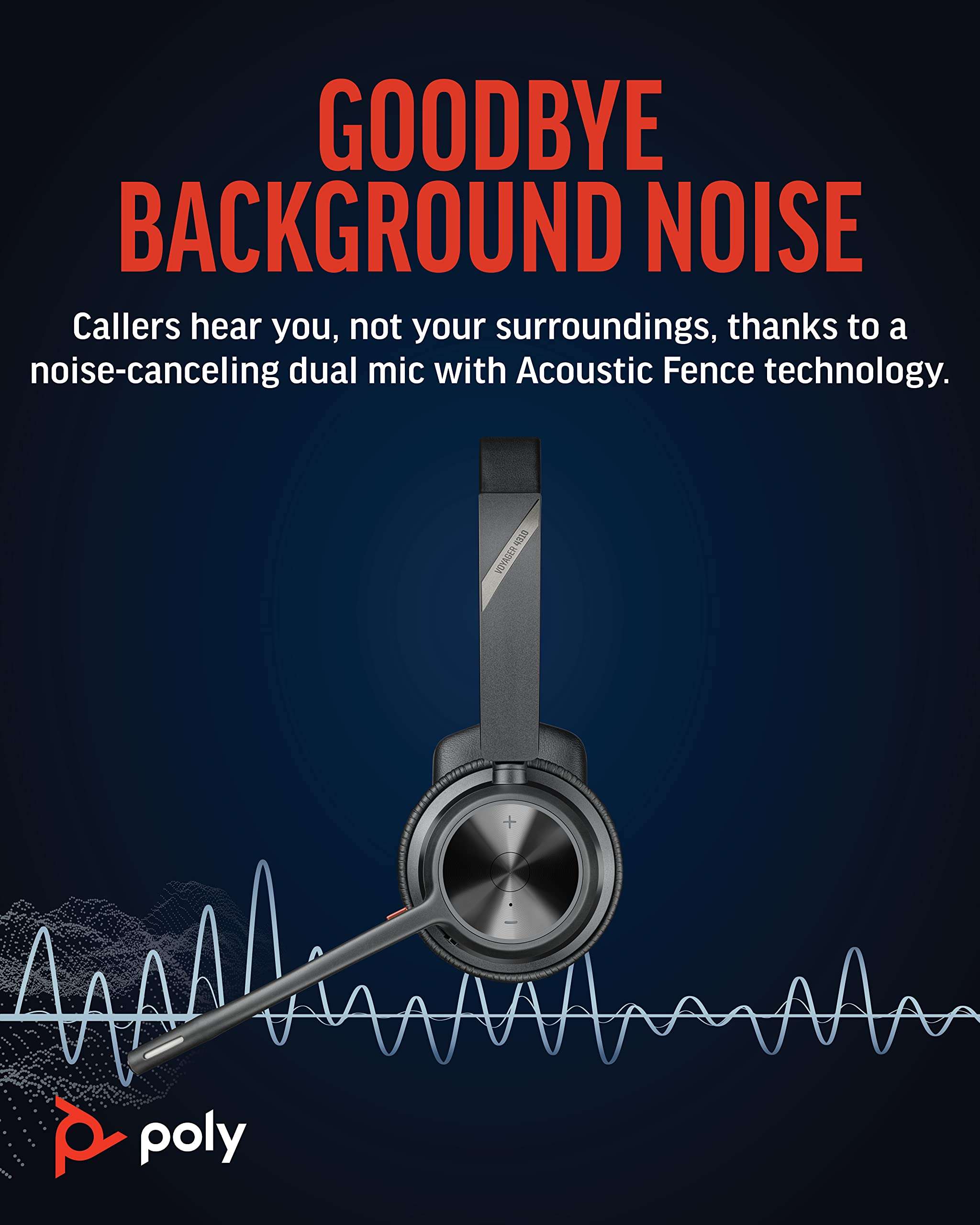 Poly Voyager 4310 UC Wireless Headset (Plantronics) - Single-Ear Bluetooth Headset w/Noise-Canceling Mic - Connect PC/Mac/Mobile via Bluetooth - Works w/Teams, Zoom, & More - Amazon Exclusive 3