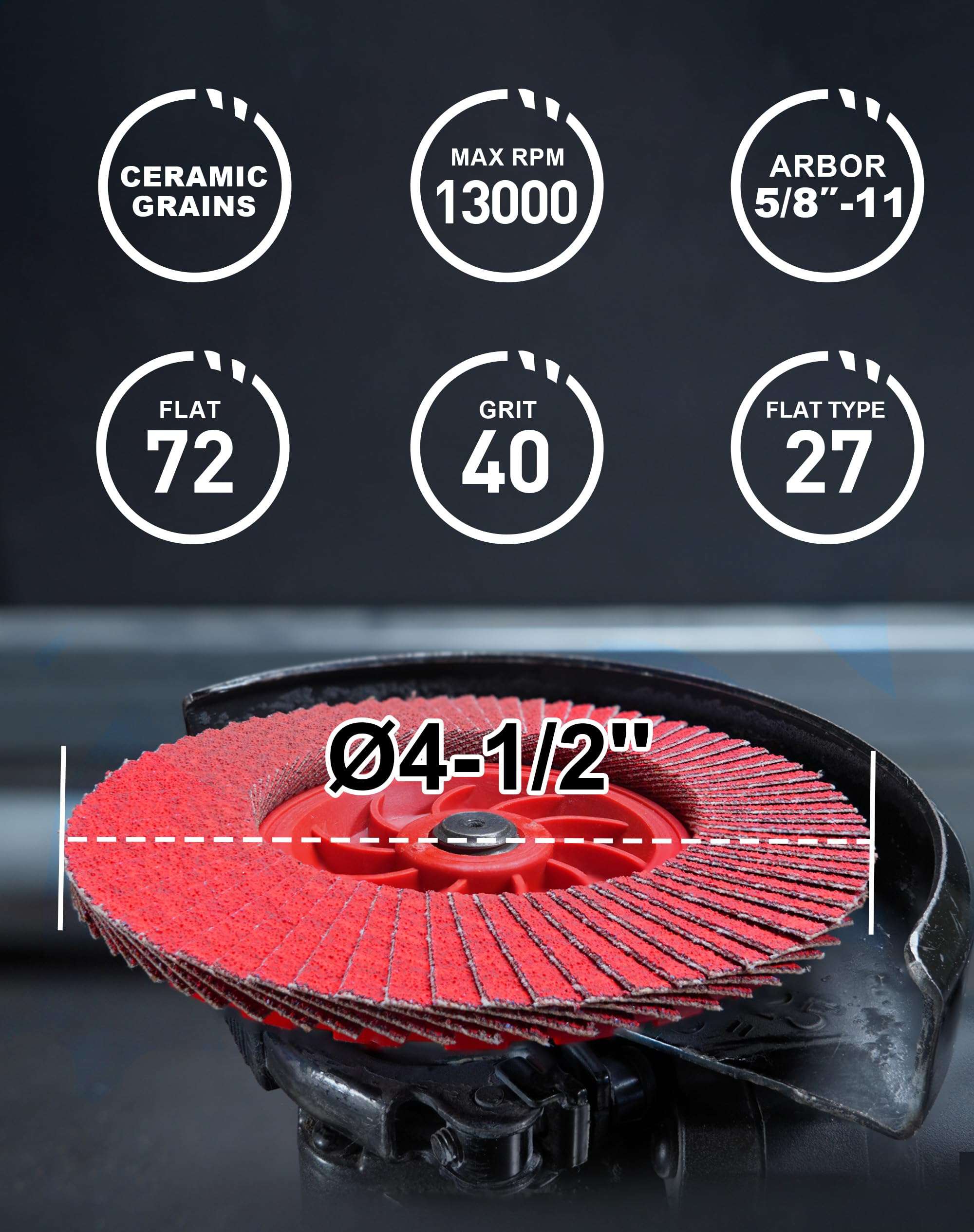 EZARC High Density Version & Ceramic Grain Flap Discs 80 Grit 3