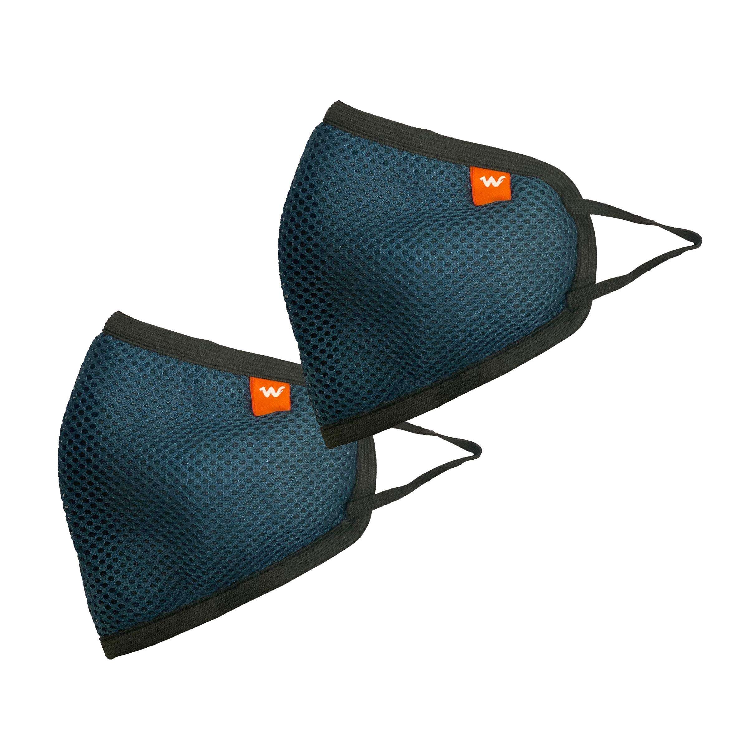 Wildcraft Hypashield Supermask Reusable Outdoor Protection Mask - Pack of 4, Blue/2Black 4