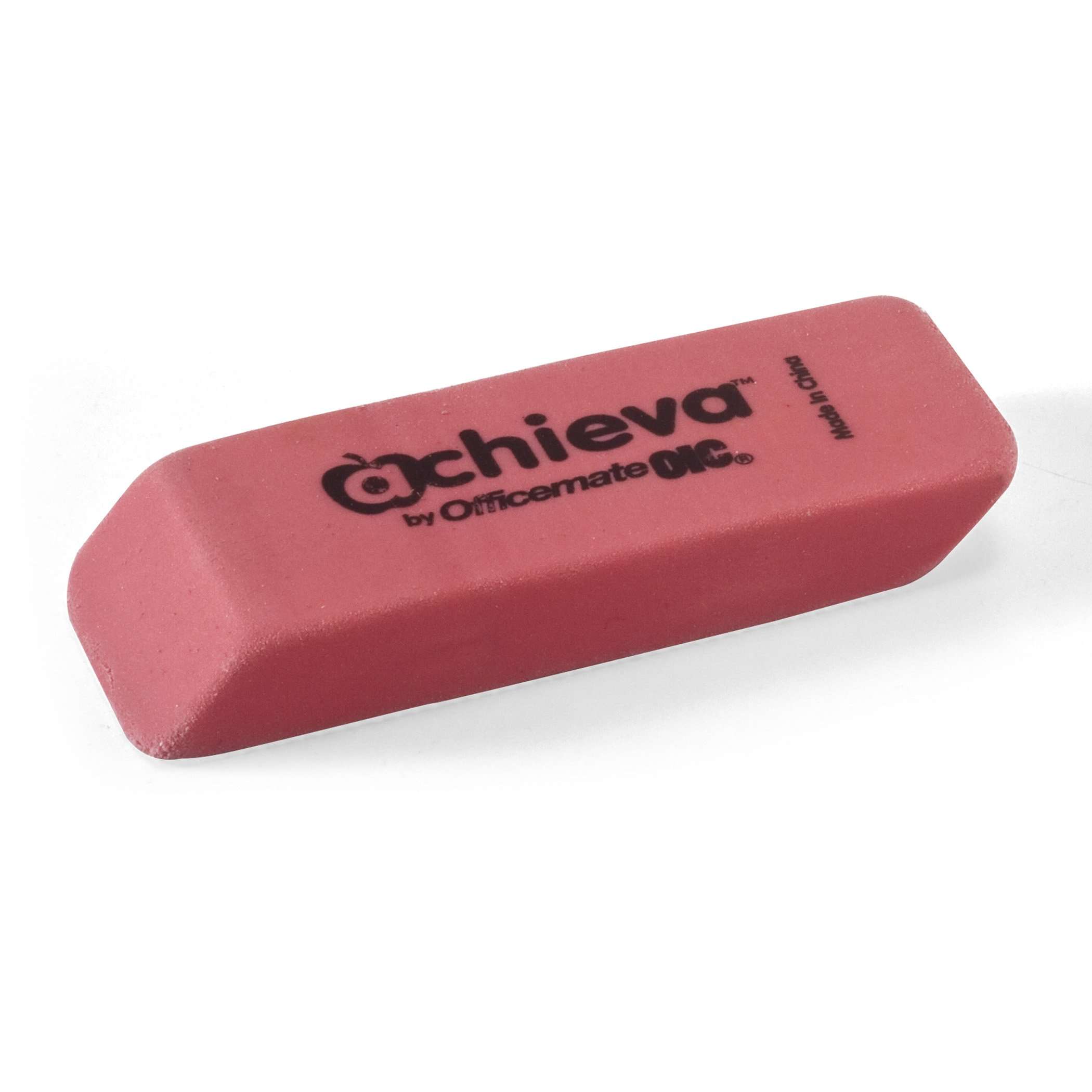 Officemate Achieva Wedge Pencil Erasers, 12 in a Box, Pink (30241) 2
