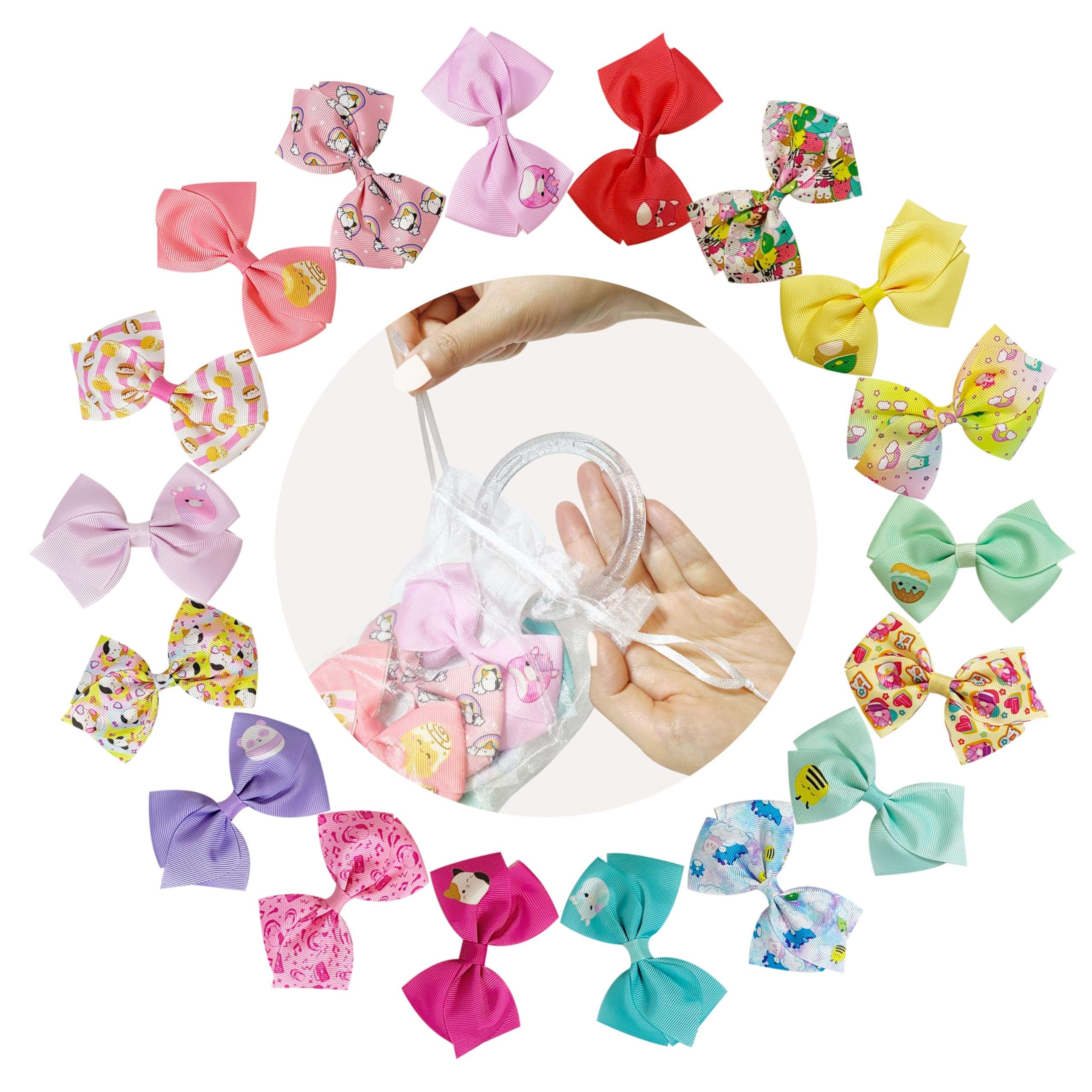 LUV HER Special Squishmallows Hair Accessories for Girls -18pc Hair Bow with Aligator Clips, Age 8+ 5