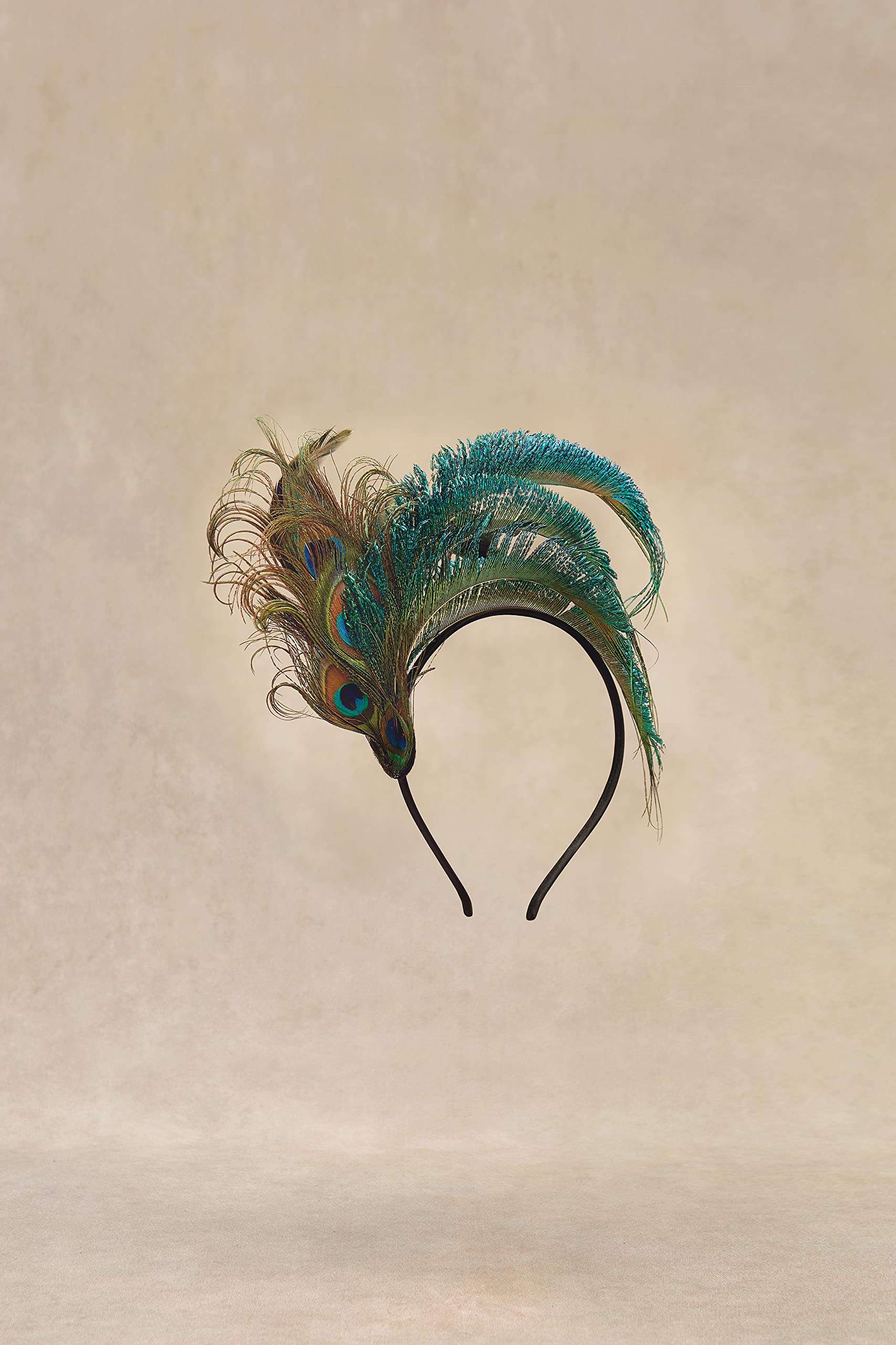 BABEYOND 1920s Fascinator Headband Kentucky Peacock Feather Headpiece for Derby Cocktail (Peacock Green) 2