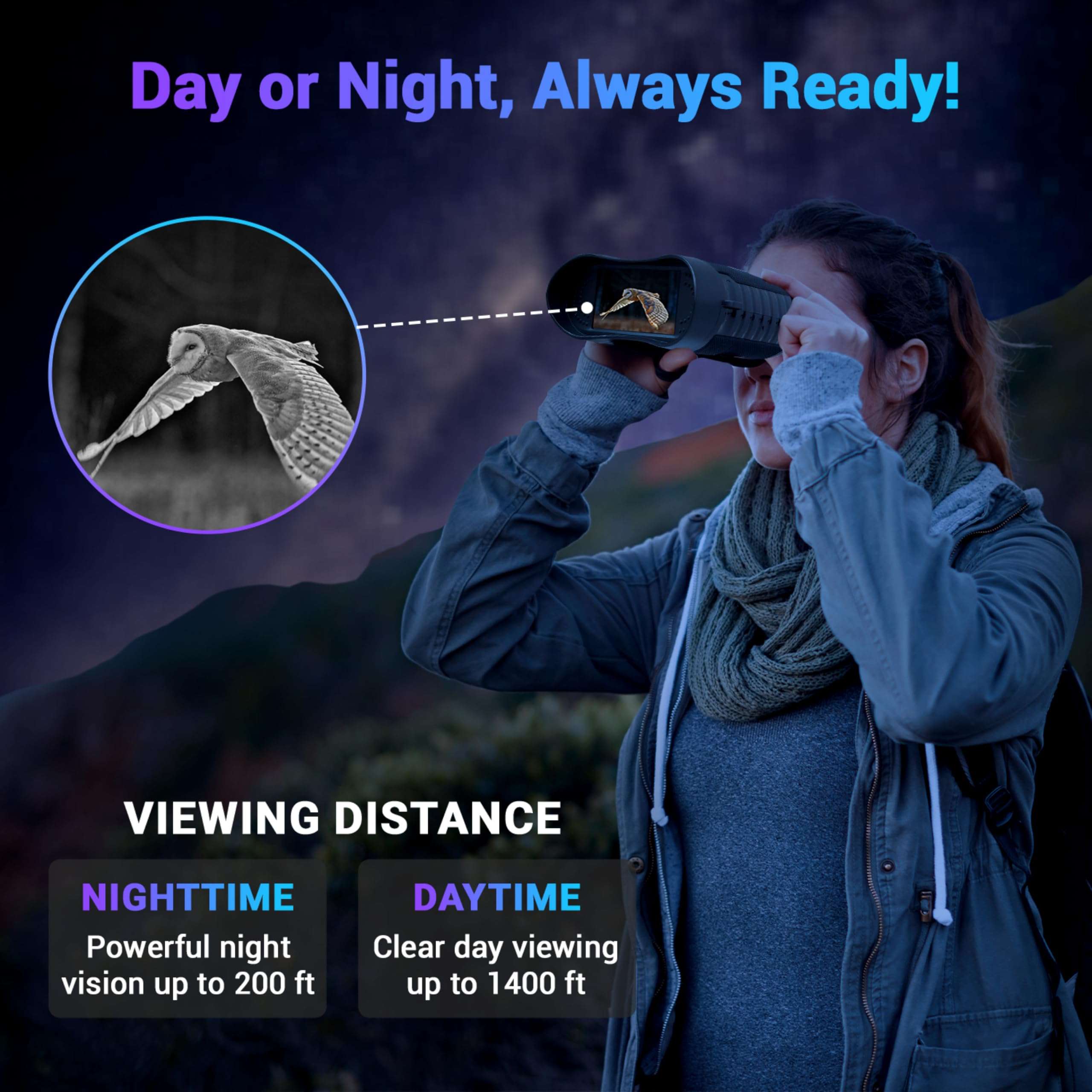 VIRTUAL HAVEN Upgraded Night Vision Goggles - 4K Night Vision Binoculars, 8X Digital Zoom, 3.2'' Screen with 32GB SD Card 5