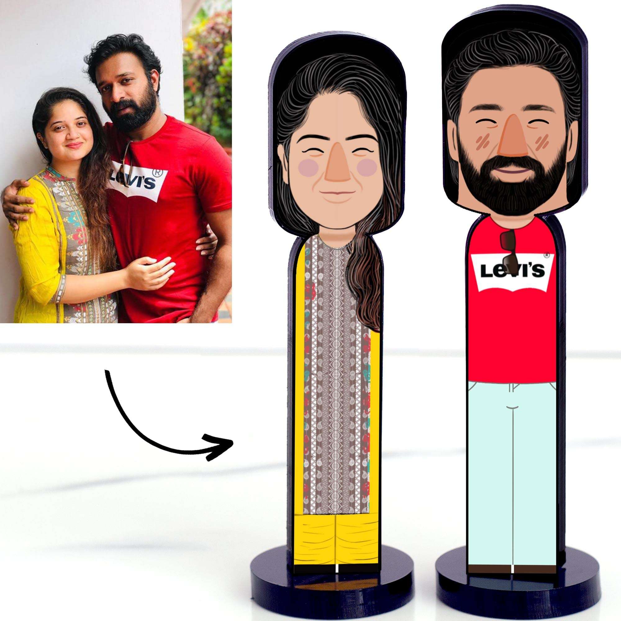 GULBONDA Personalized Miniature Figure (Set of 2), Gift for Anniversary, Birthday, Husband, Wife, Girlfriend | PMMA | Customized, (Size: 16x4x0.8 cms) 4