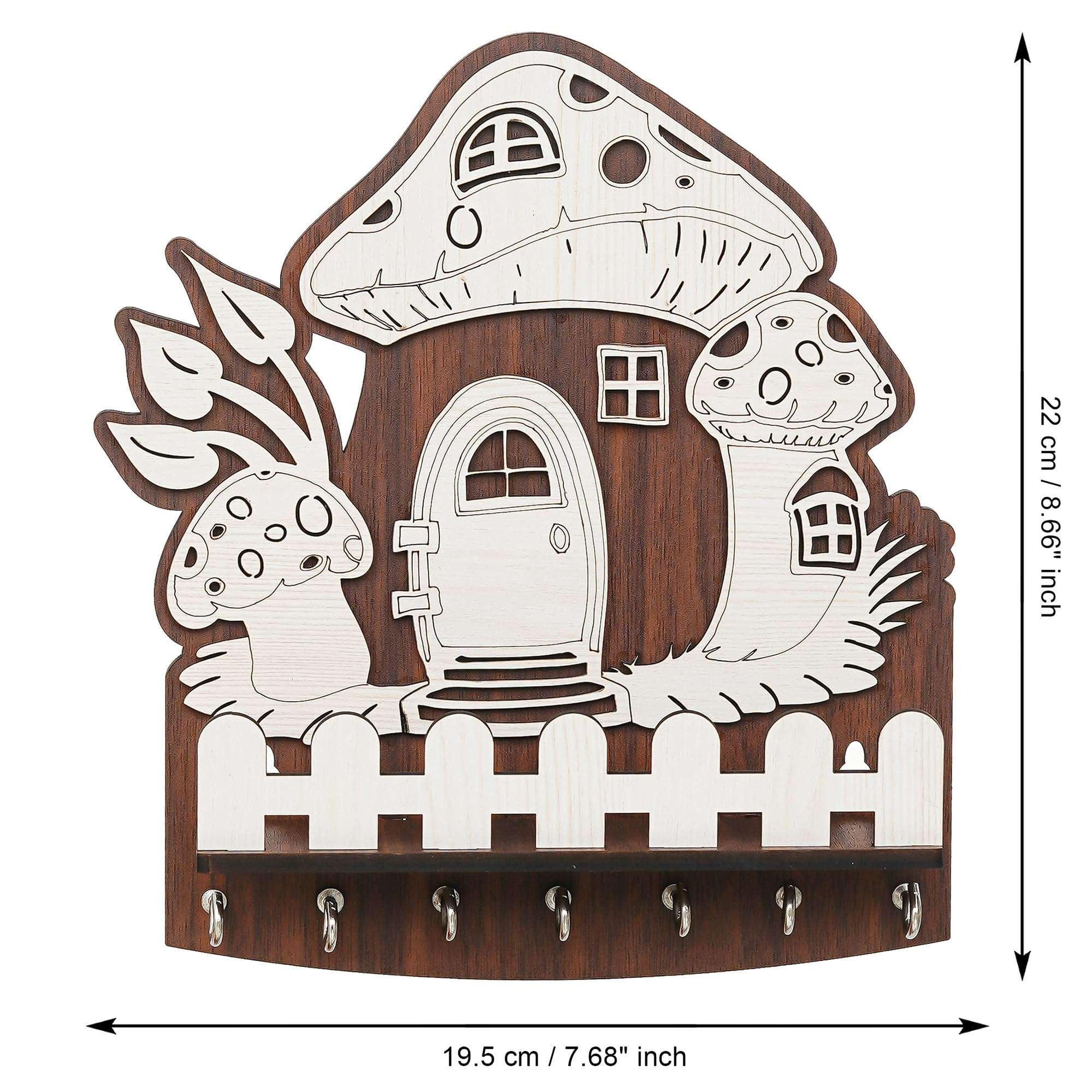 Webelkart Premium Wooden Mashrom Designer Key Holder for Home and Office Decor | Key Holder for Wall Decor |Key Hanger with Showpiece Stand - Diwali Decorations Items for Home (8.5" Inches) 4