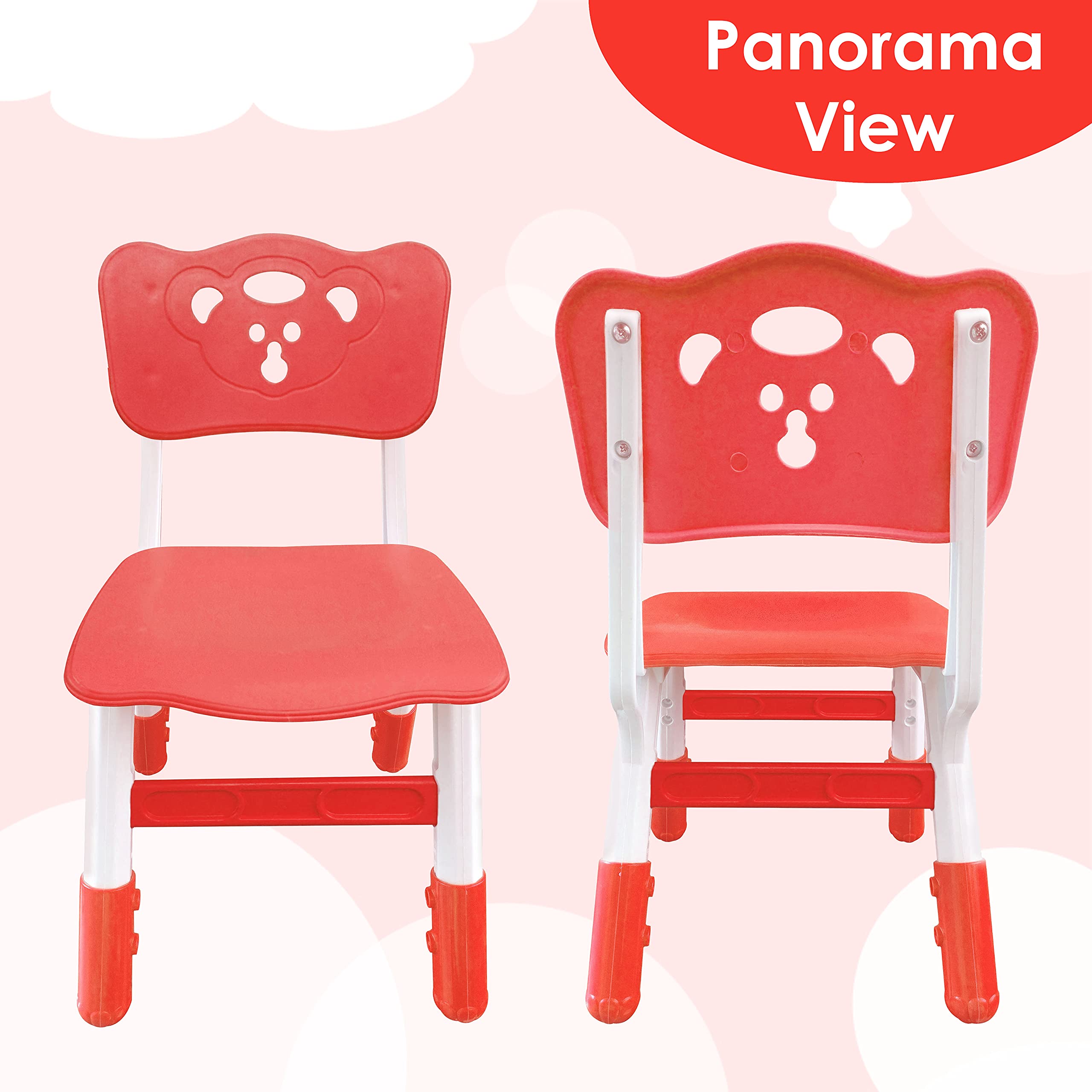 Sunbaby Kids Chair (Height Adjustable/Flexible) Strong Frame, Study Chairs, Portable, Kids Furniture Broad Wide Seating, Correct Posture Supports Back Ergonomic Design (RED) 6