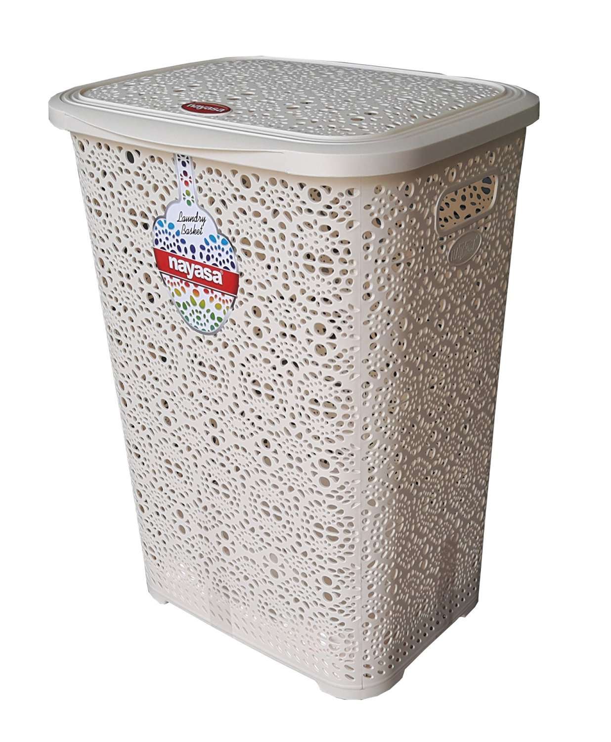 Nayasa Flower Laundry Basket Small (30 Liters Approx) (Ivory) 4