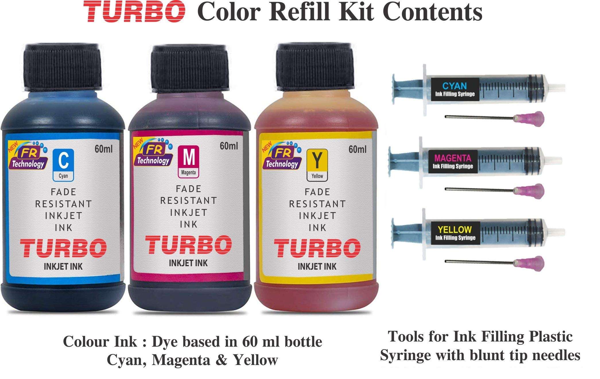 Turbo Ink cartridge Refill Kit Compatible for HP 46 tri Color Ink Advantage Printer Cartridge 4