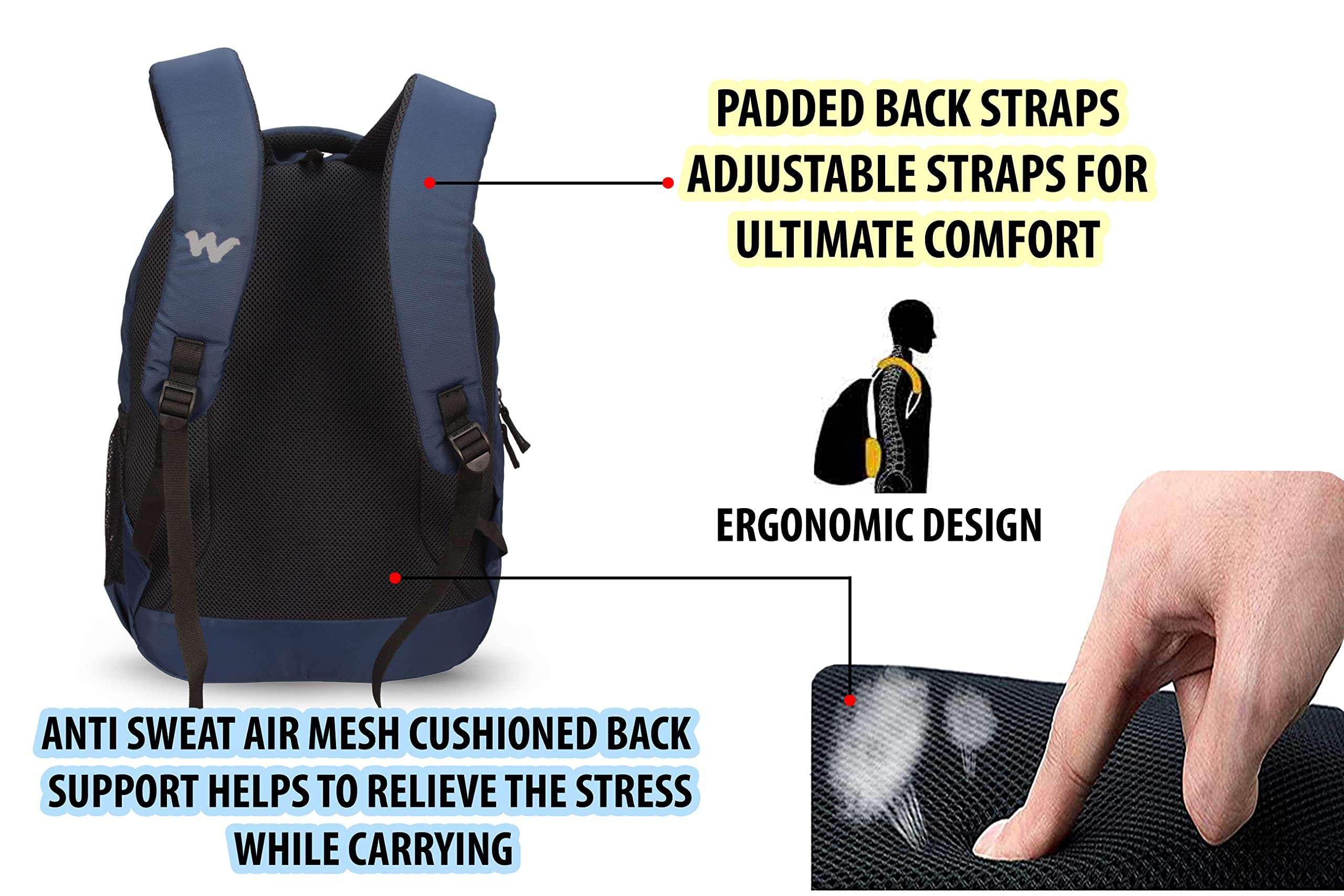 Wildcraft Polyester 34 liters Multi-Colour Casual Backpack (NAVY BLUE) 4