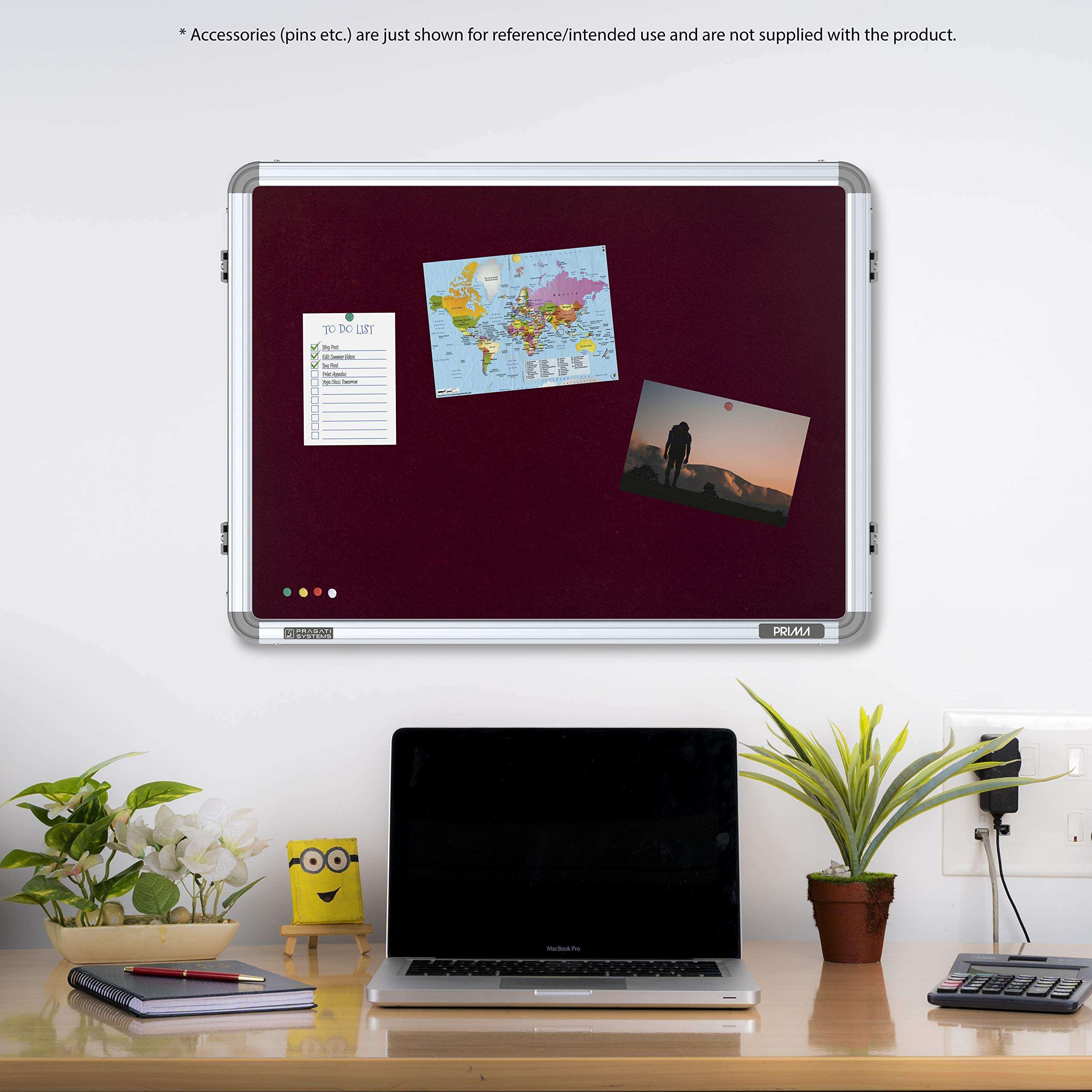 Pragati Systems® Prima Pin-up Display Board for Home, Kids, Office & School (PPUR4560), Heavy-Duty Aluminium Frame, 1.5x2 Feet, Maroon (Pack of 2) 4