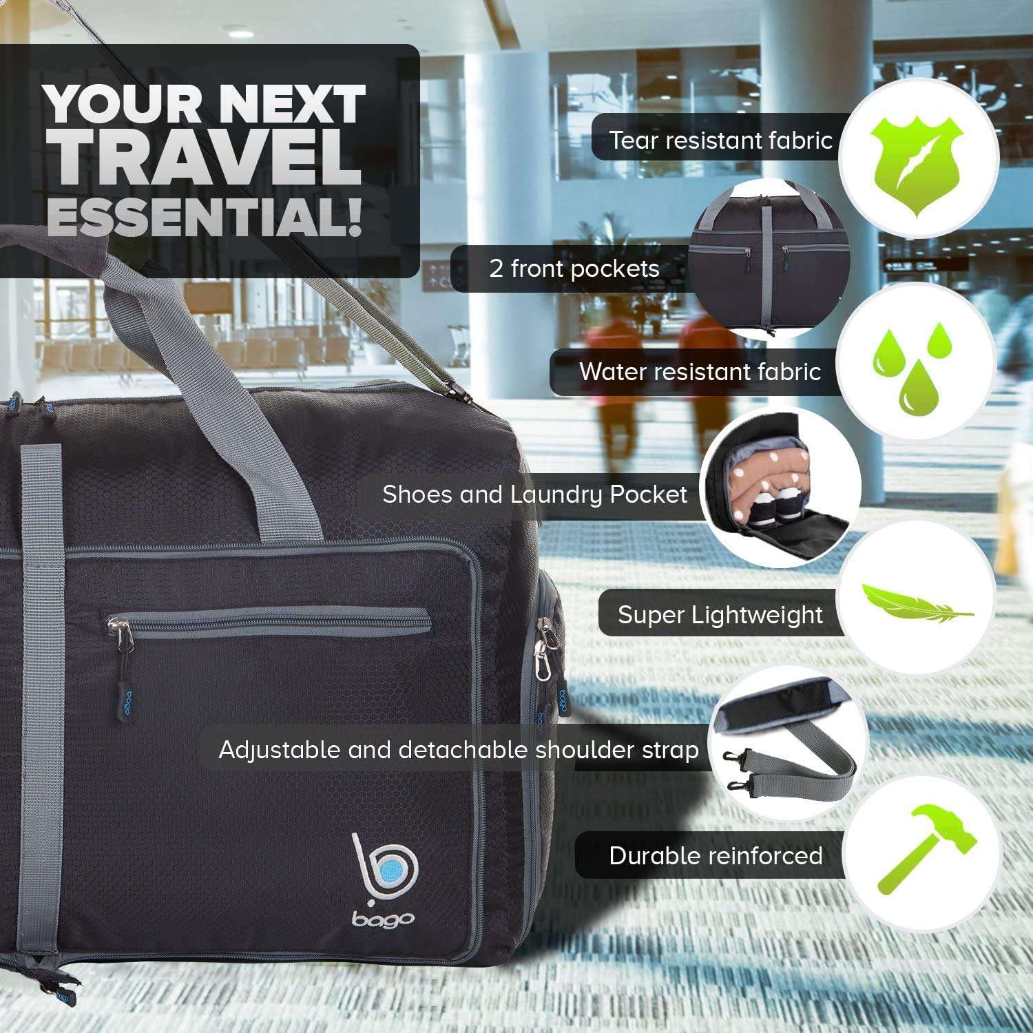 Bago Travel Bundle: 4 Packing Cubes & 120L Duffel Bag Set - Organize and Carry with Ease 3