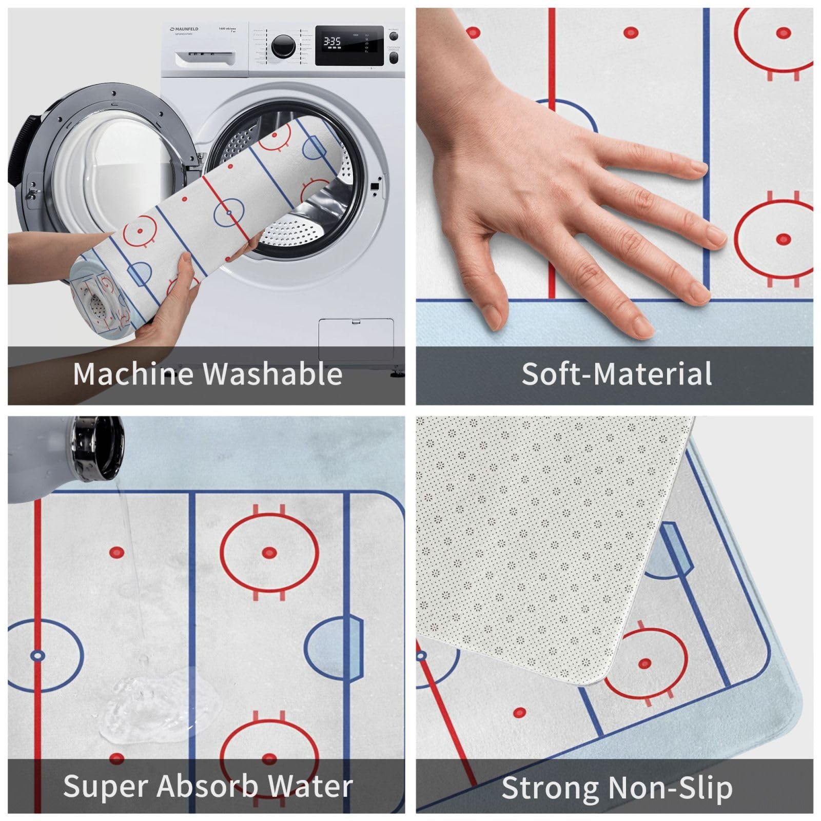 Hockey Field Bathroom Rugs Bath Rug 16 x 24 Inches, Non Slip Bath Carpet, Area Mat Home Decor Accessories for Shower Floor Tub Bedroom Kitchen 4