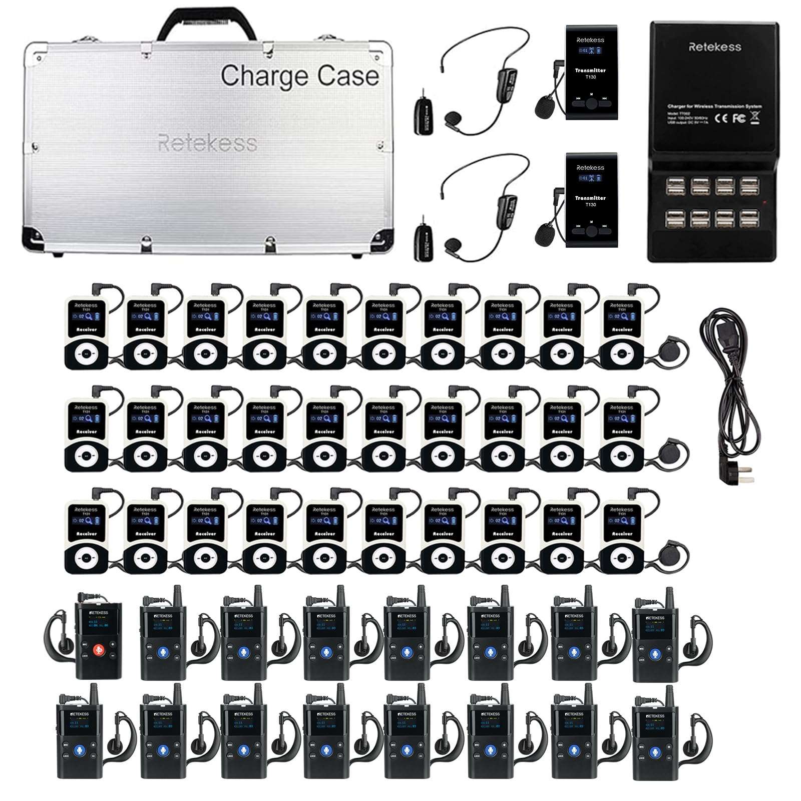 Retekess T130 Wireless Tour Guide Systern TT126 2 Way Communication Device,Clear Sound Quality, Factory Tour Guide System with Two Way Audio for Plant, School 1