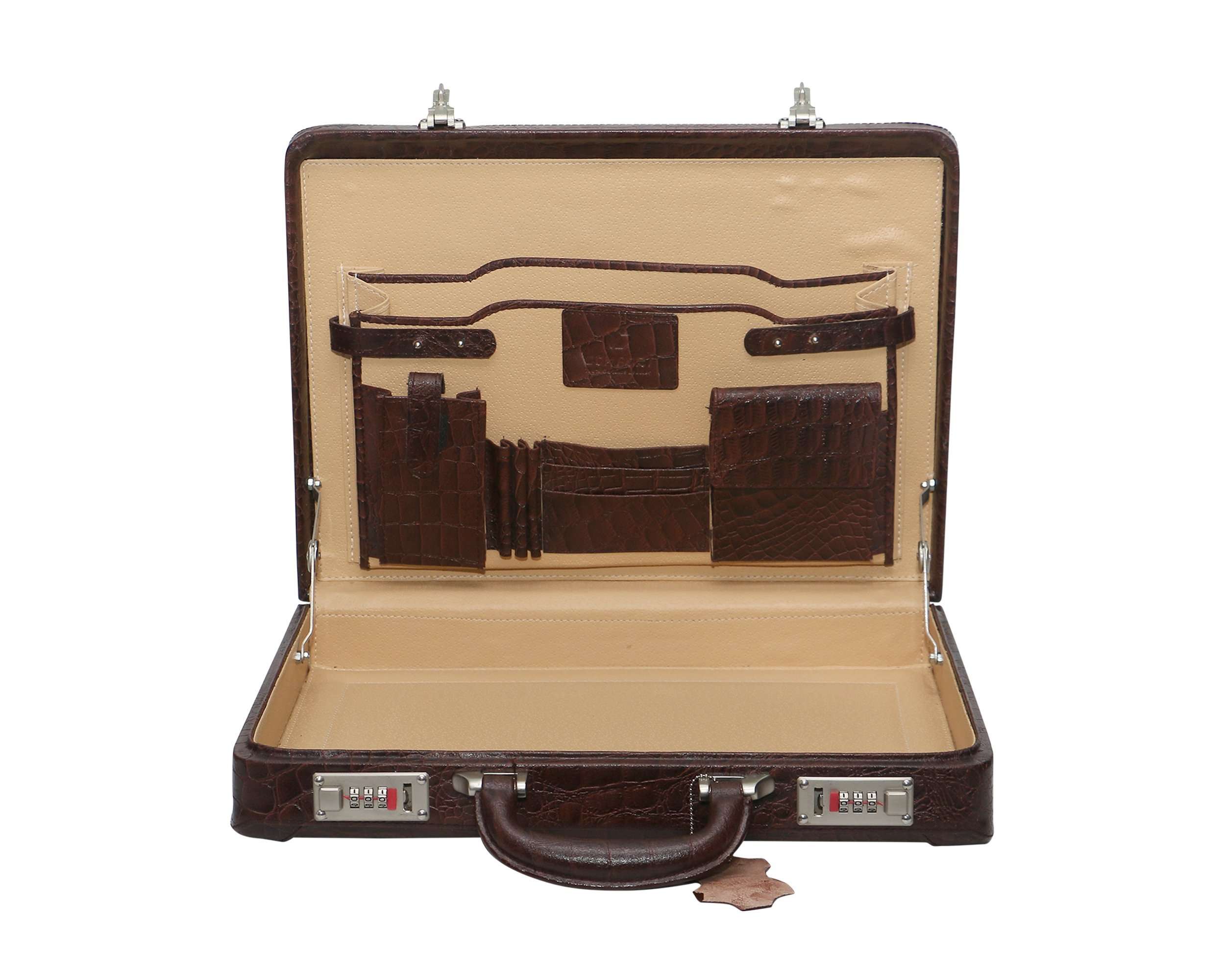 C Comfort Genuine Leather Briefcase for Mens Office Laptop Compartment Expandable Features High-Security Combo Number Lock Briefcase Bag for Men Brown Color 5