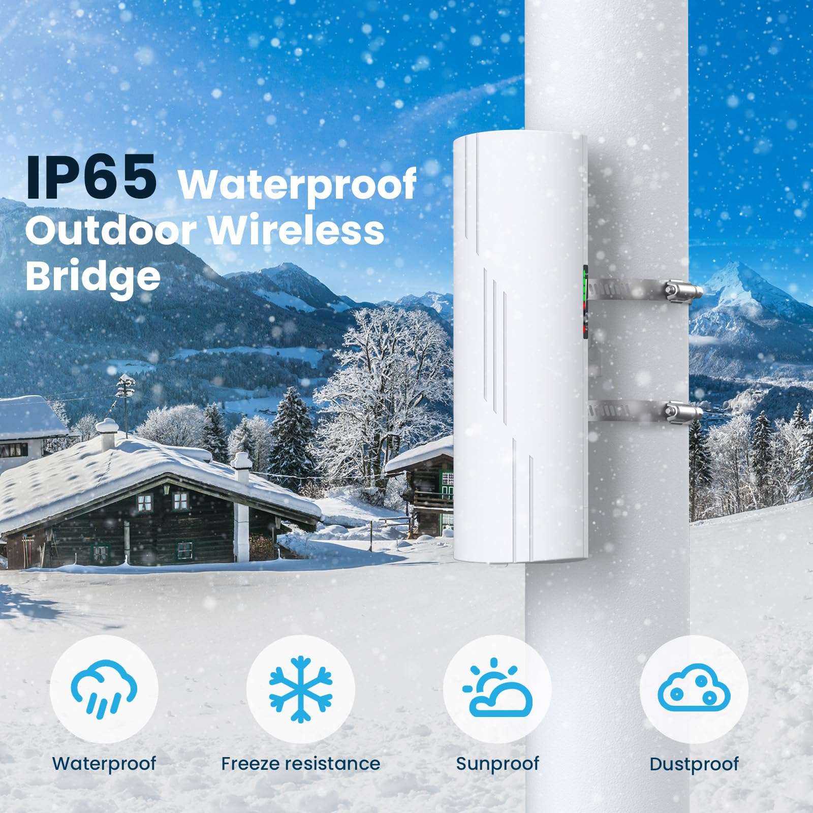 Gigabit Wireless Bridge,5.8GHz WiFi Bridge Point to Point Outdoor CPE, 3KM Long Range Ethernet Bridge with 100Mbps/1000Mbps LAN Ports,24V PoE Adapter, 16dBi High-Gain Antenna 5