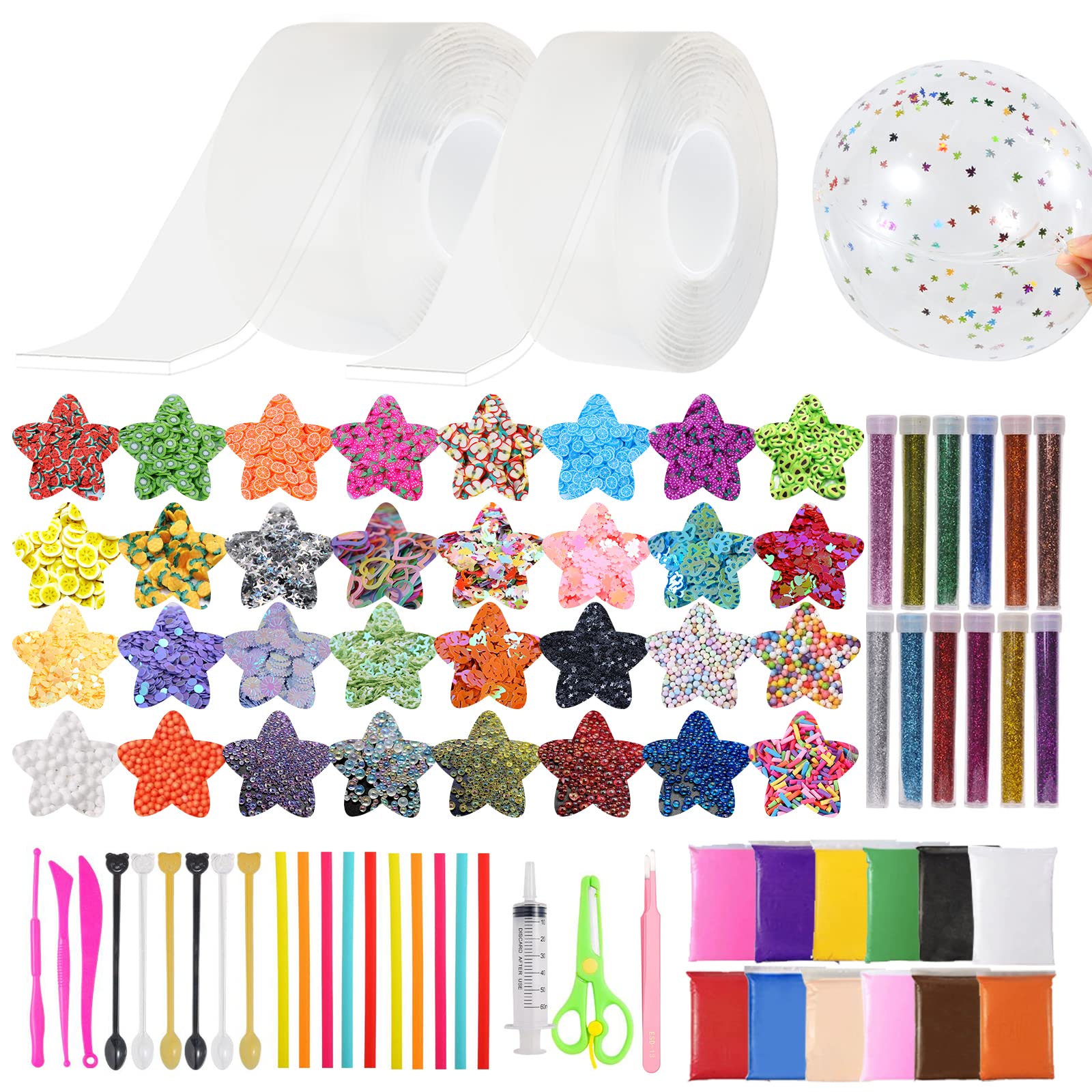 LIYAR Nano Tape Bubble Kit 80 Pack Nano Bubble Tape Kit,2 Roll Nano Tape with Clay Viral Nano Bubble Tape Fidget Toys Adults Girls Toys Party Favors Unique Toys Nano Tape Bubble Kit for Kids 1