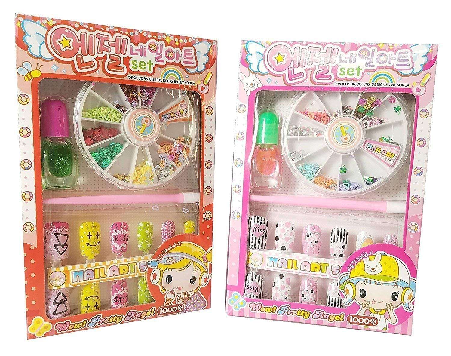 APOEM Nail Art kit for Girls Birthday Gift for Girls Little Girls, Kids (Random Cute Nail Designs)- Multi Color, (Set of- 2)-(Pack of 1) 1