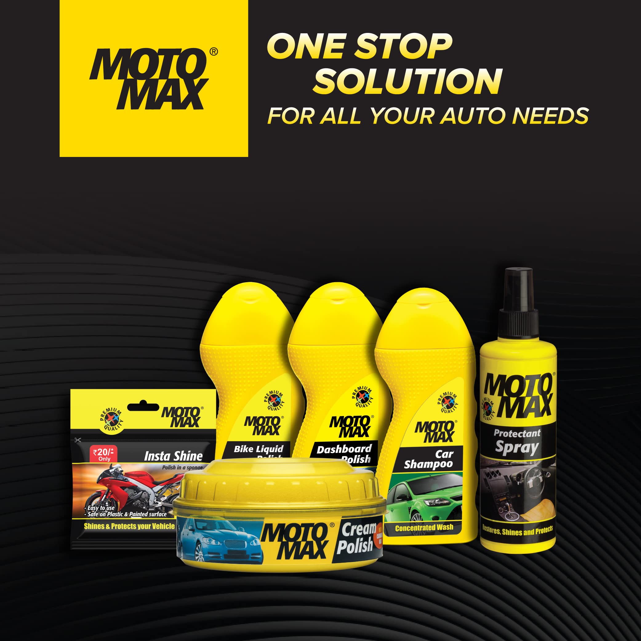 Motomax Protectant Spray (100 ml)| Repels dust, pollutants| Protect, Restore faded vinyl, plastic, leather, dashboard, rubber, tyres of Cars, Bikes, Motorcycles & Scooty| Provides long lasting shine 5