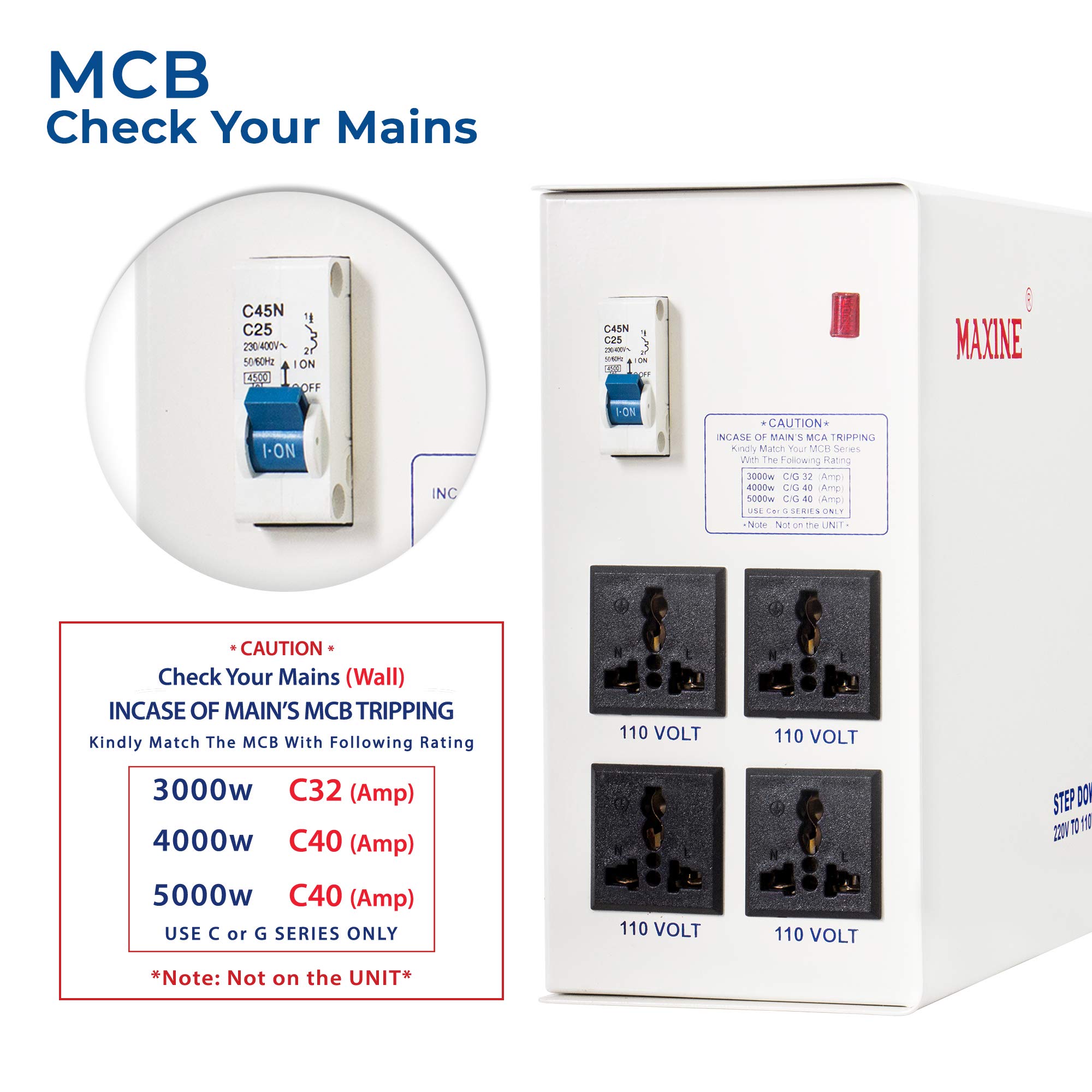 Maxine Voltage Convertor, 220V to 110V 3000 W , Transformer 3 Kva 4