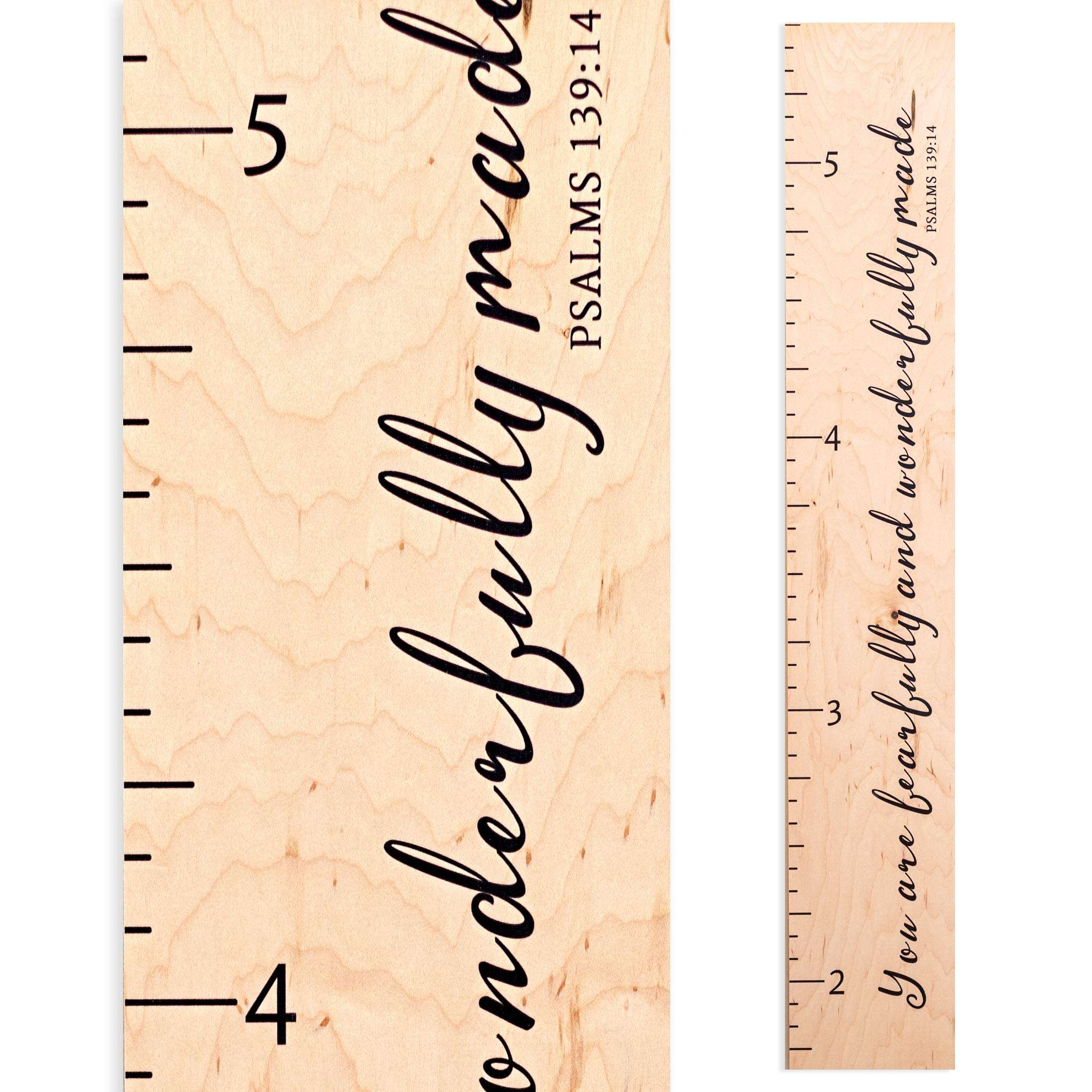 Growth Chart Art | Scripture Height Chart | Wood Growth Chart for Babies, Kids, Boys & Girls (Fearfully Wonderfully Made) 1