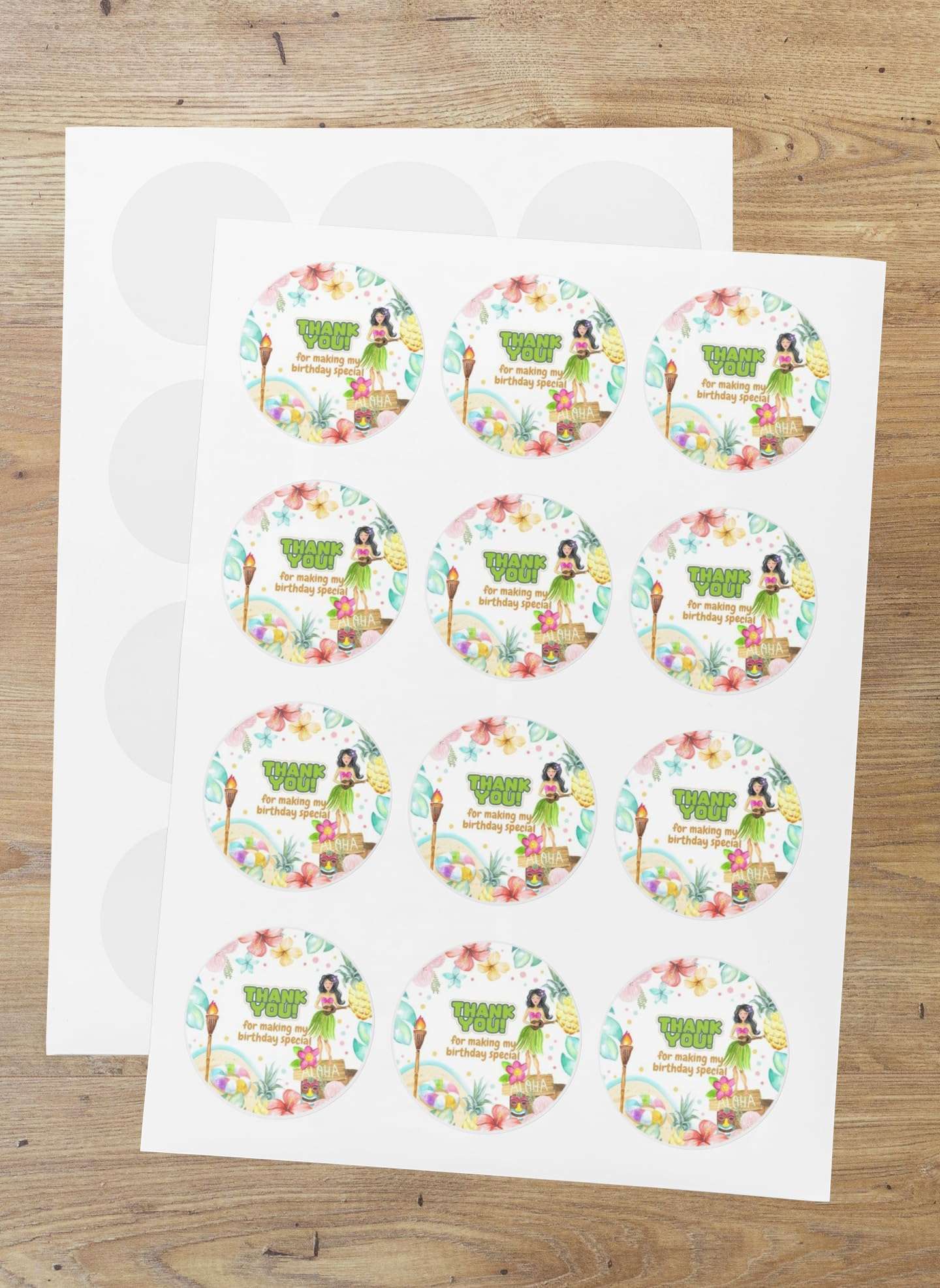 Aloha Theme- Thankyou Sticker (6 CM/Sticker/Mixcolour/24Pcs) 1