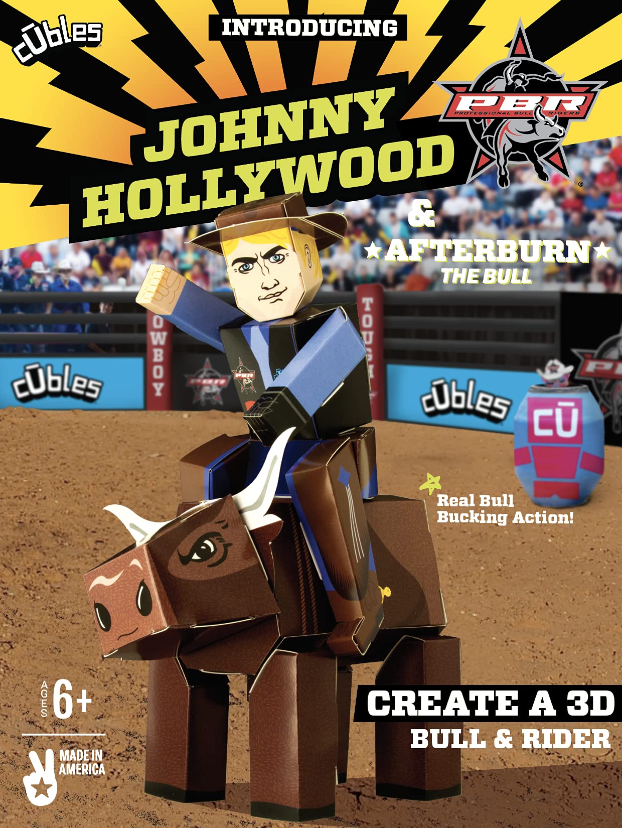 Pro Bull Riding Johnny Hollywood and Afterburn | Create a Fun Durable Paperboard Action Figure | Puzzle + Origami = STEM Craft A Sturdy No Glue No Scissors Activity | by Cubles 3