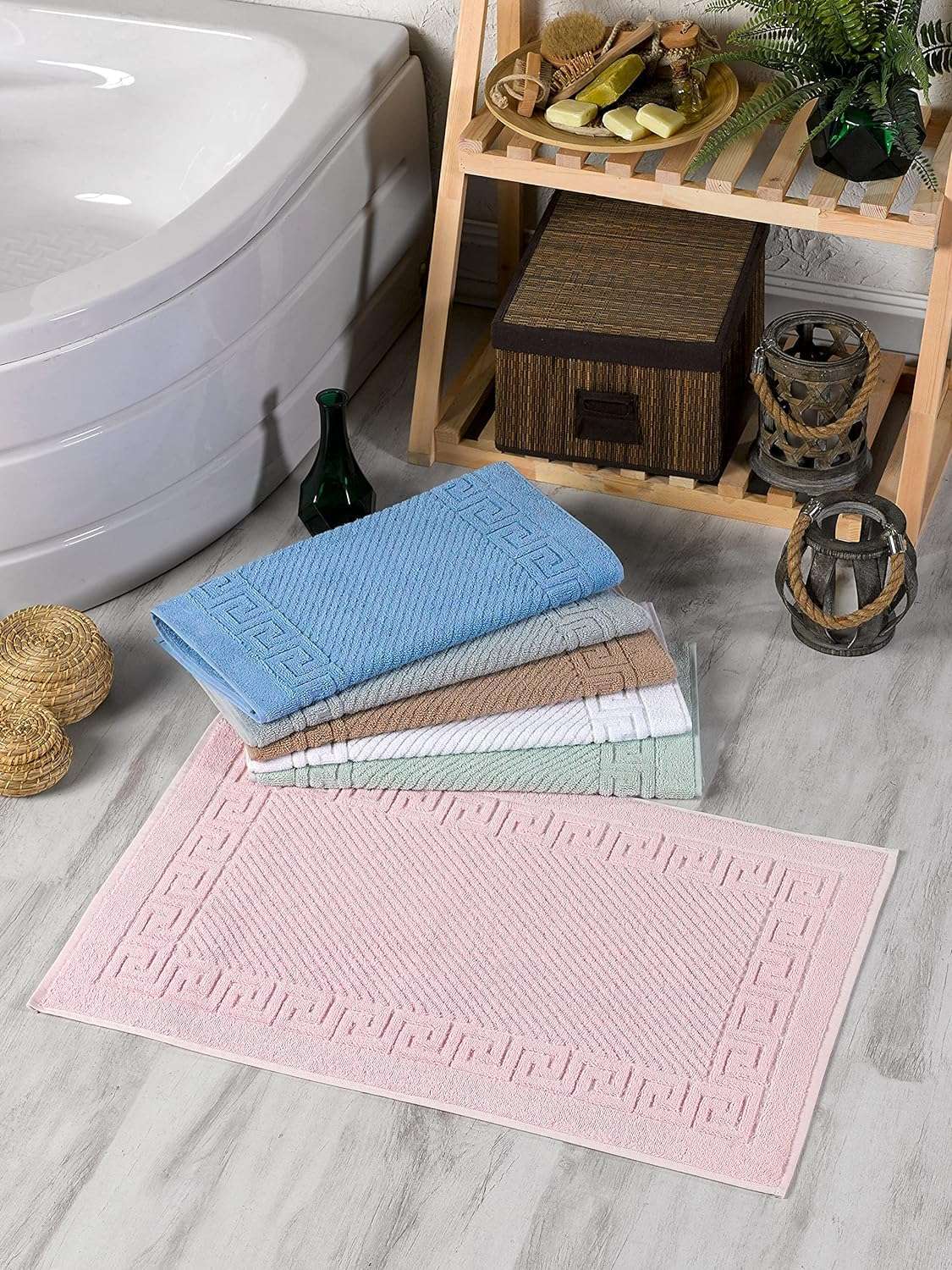 ASTREA TEXTILES Bath Rug Bathroom Floor Mats - Washable Bathtub Shower Sink Floor Towels - 100% Turkish Cotton Bath Mat Towels (Set of 2) (Brown) 3