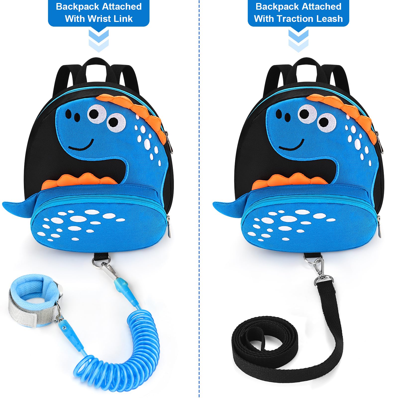 Accmor Toddler Backpack Leash, Cute Dinosaur Kids Harness Backpacks with Anti Lost Wrist Link, Adorable Child Backpack Mini Bag Wristband Tether Strap Leashes for Baby Boys Girls Ages 1-3 Years 5