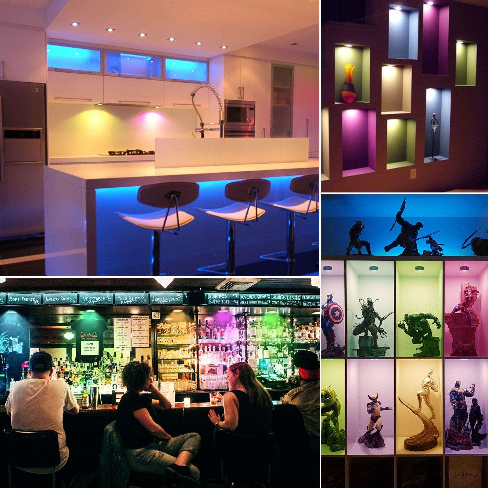 UYICOO Under Cabinet Lights, Battery Operated Puck Lights Battery Closet Lights with Color Changing Dimmable, 3500K Led Stick on Lights with Timing, Under Counter Lights for Display Cabinet 3