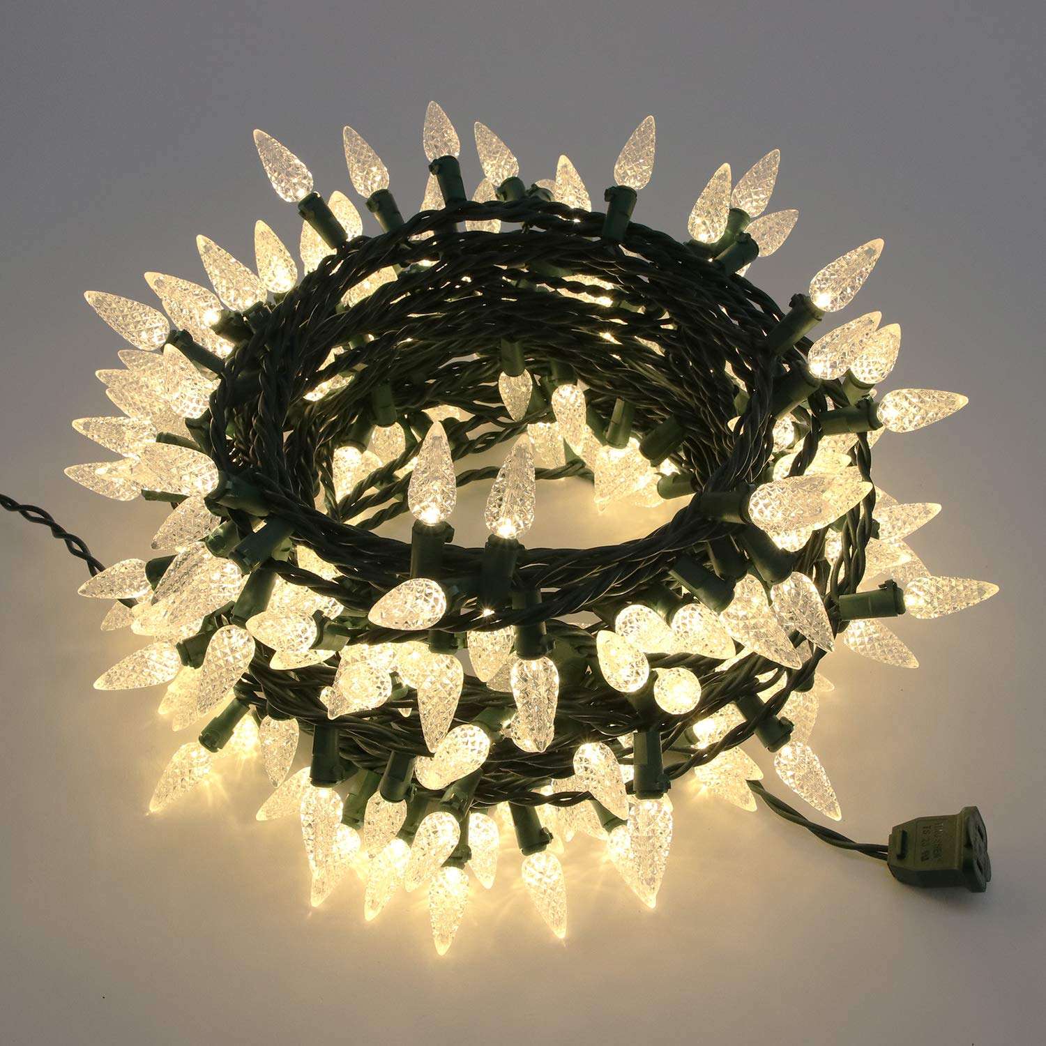 Philips 250 LED Warm White Faceted C6 Christmas Lights on Green Wire with Storage Spool - UL Listed for Indoor/Outdoor Use - 64.33' Total Length with 4" Bulb Spacing - String Lights for Christmas Tree 3