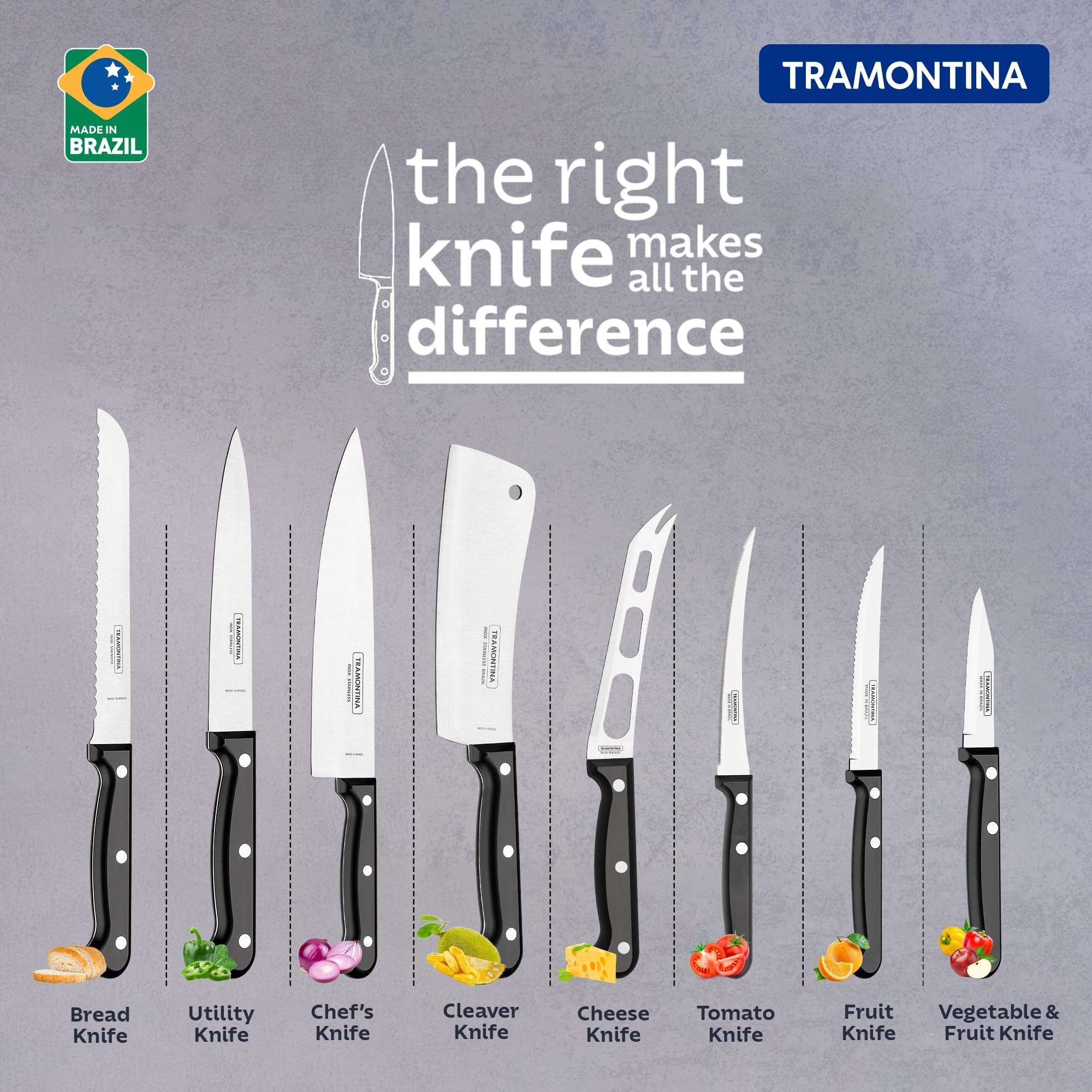 TRAMONTINA Ultracorte 15cm / 5.9" Cheese Knife | Three-Hole Stainless Steel Blade | Straight/Plain Edge | Two Spoke Tip | Antimicrobial Polypropylene Handle | Made in Brazil | 5 Year Warranty 6
