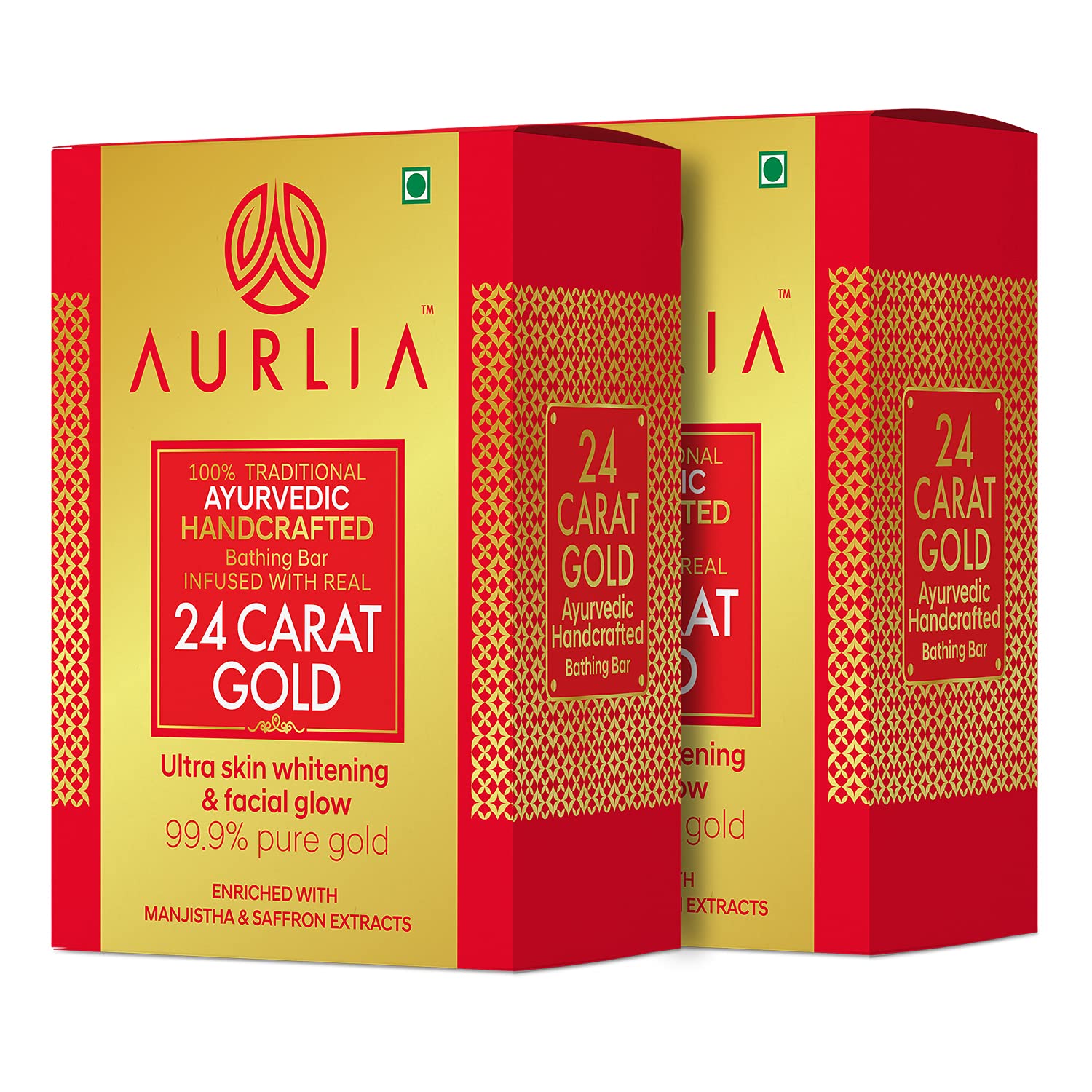 AURLIA 24 Carat Gold Ayurvedic Handcrafted Bathing Bar For All Skin Types -50g*2pcs (100g) 5