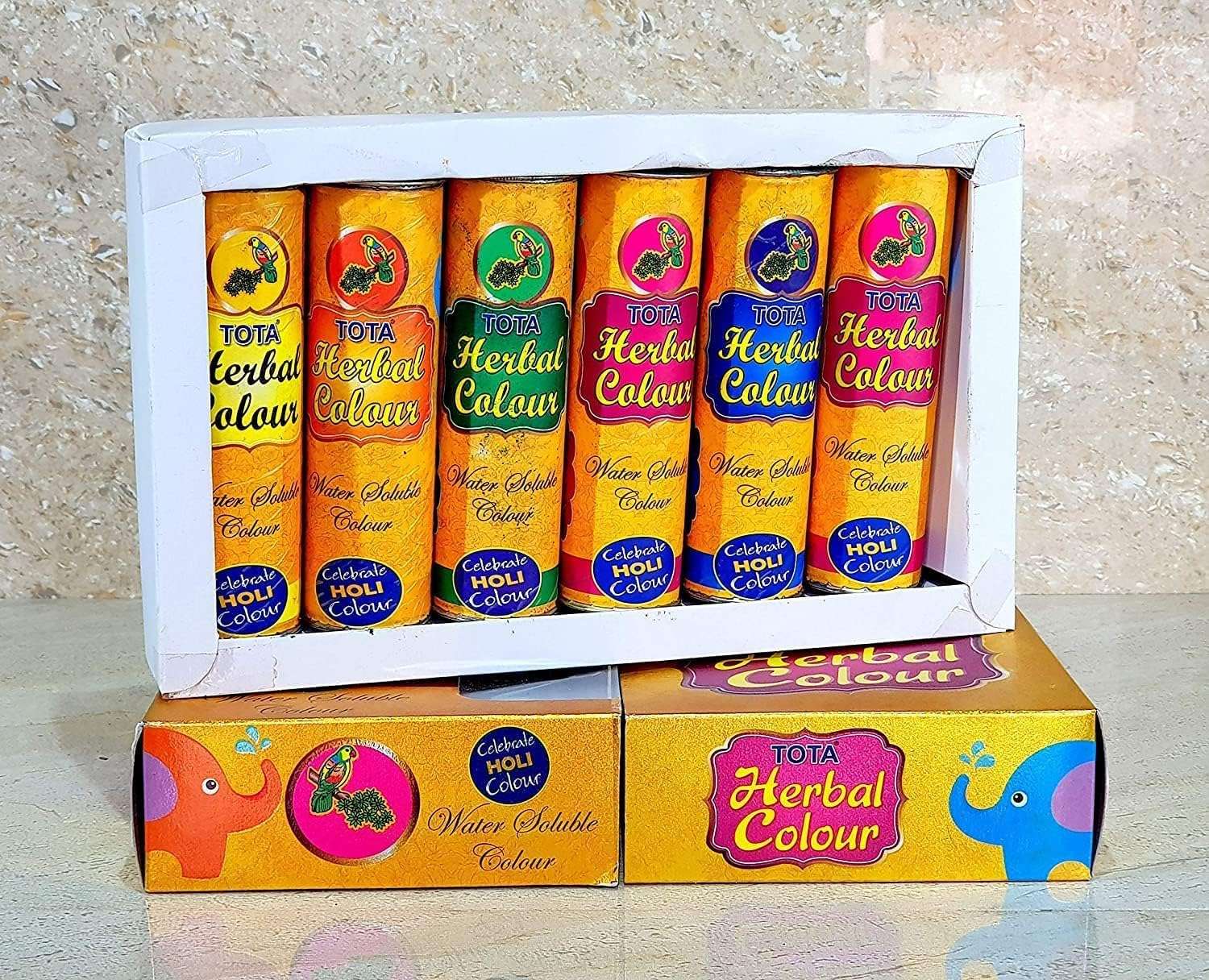 COTTONTE Herbal Holi Colour, Water Color Soluble, Celebration Pack Skin-Safe and No Irritation Herbal Holi Color Assorted Colours Box in 6 Colors (Box 2) 3