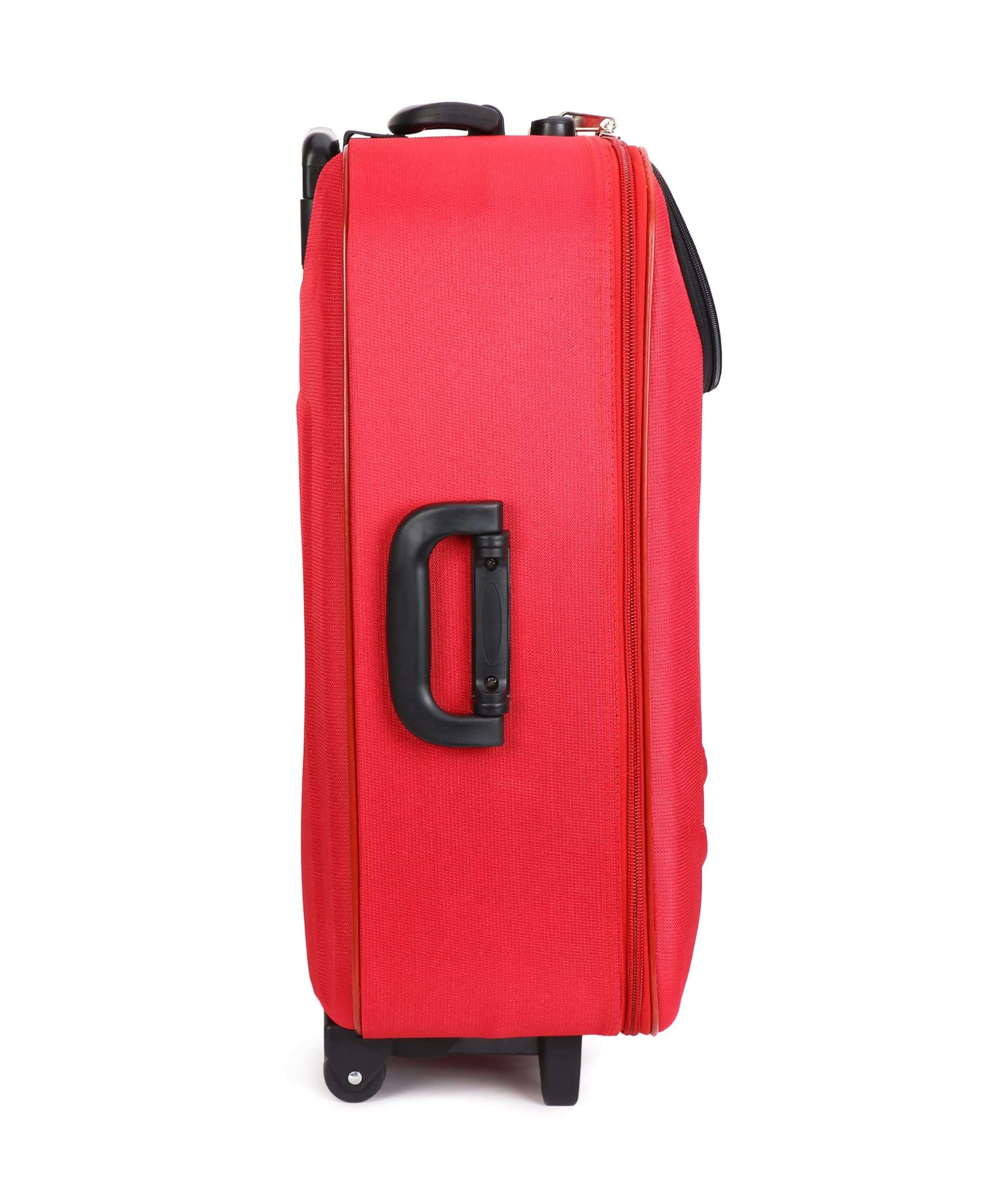 Trolley Bag Set, Small and Medium Suitcase for Travel, 2 Wheel 55 & 65 Cm Luggage for Men and Women's, Soft Side Cabin and Check in Bag (Combo, Red SS) 3