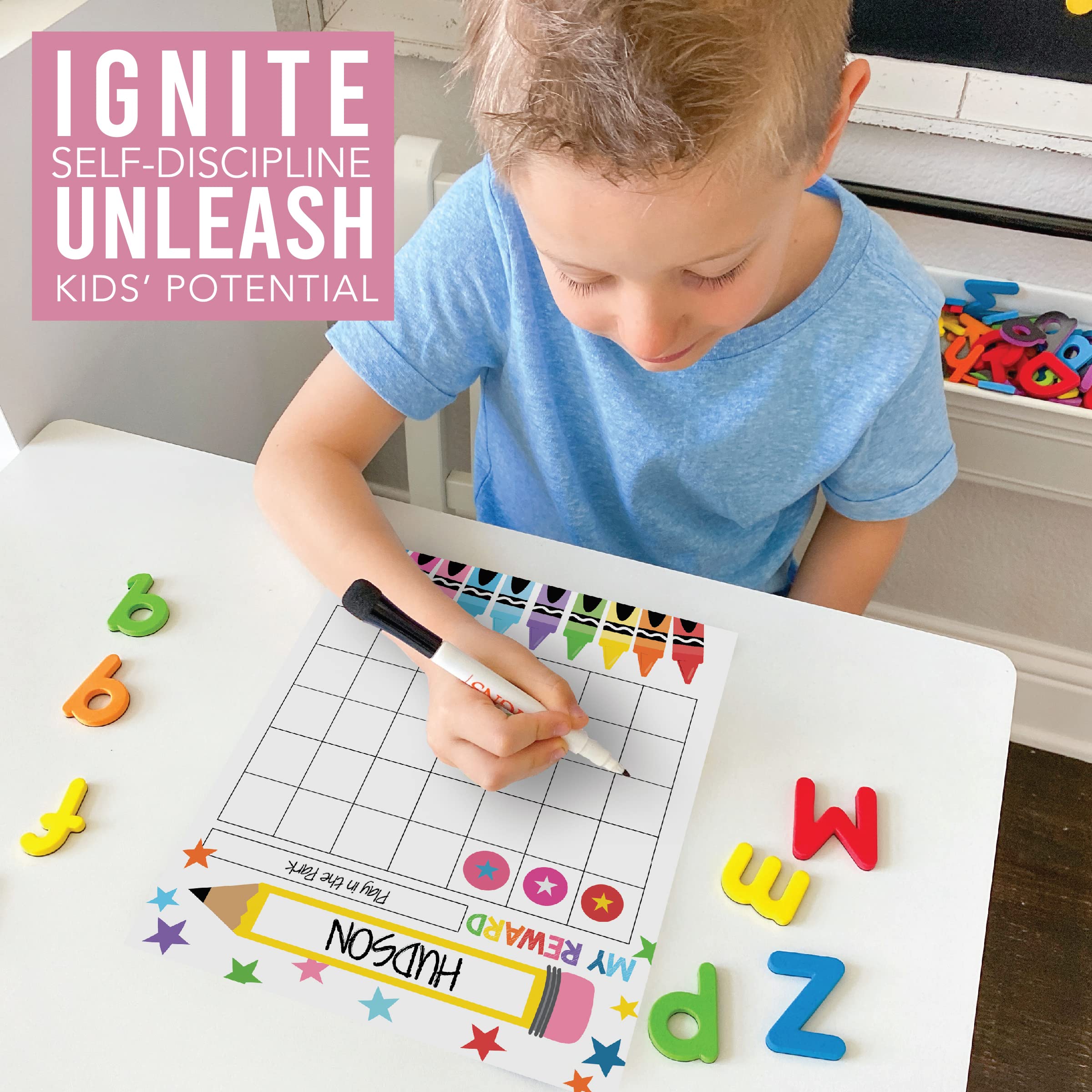 Sticker Chart for Kids Behavior at Home & Classroom - 25 Reward Chart for Kids Incentives, Gold Star Sticker Sheets, Crayon Incentive Charts for Classroom Must Haves 6