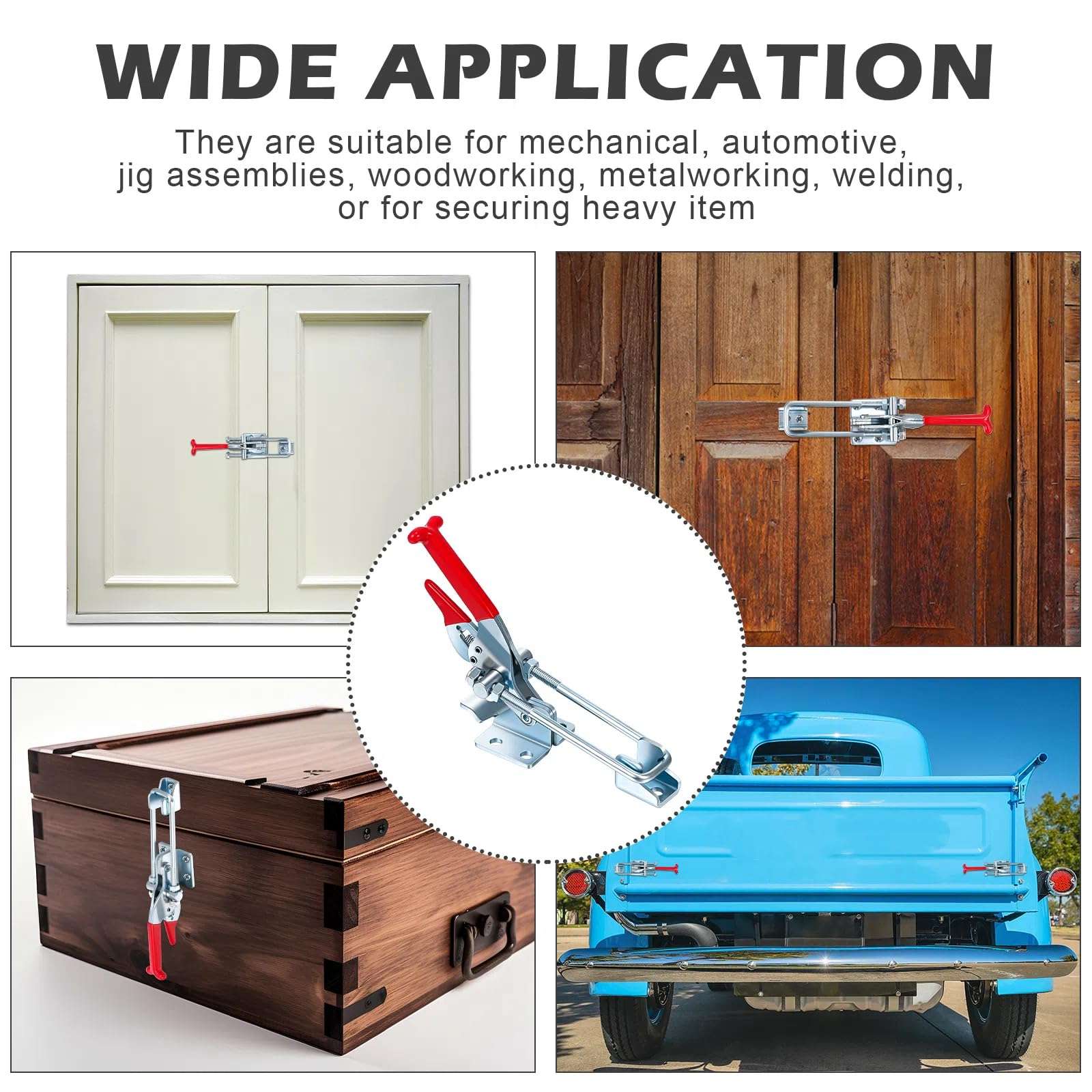 Yaocom 10 Pack 2000lbs Toggle Clamp 431 Heavy Duty Toggle Latch Clamp Adjustable U Bolt Self Lock Latch for Tire Carrier, Trailer and Door Hardware, Smoker Lid and More 7.87 Inch(433 Type) 5