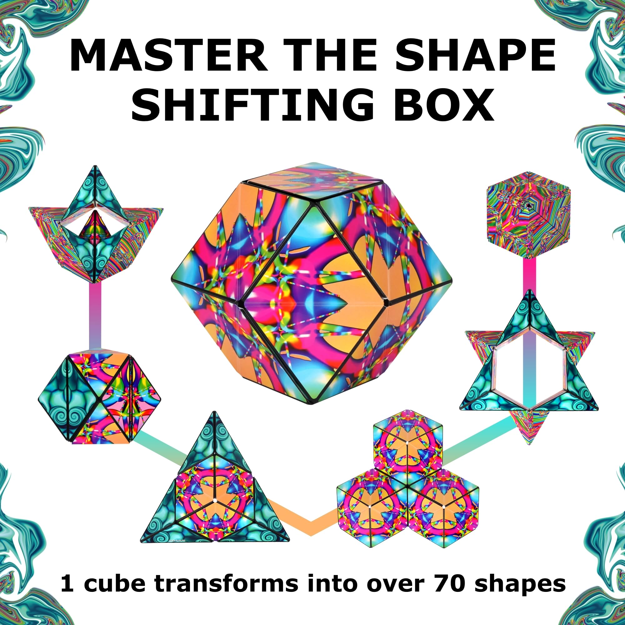 SHASHIBO Shape Shifting Box - STEM Magnetic Fidget Cube That Transforms Into Over 70 Shapes, Download Fun in Motion Toys Mobile App (Water Color) 5