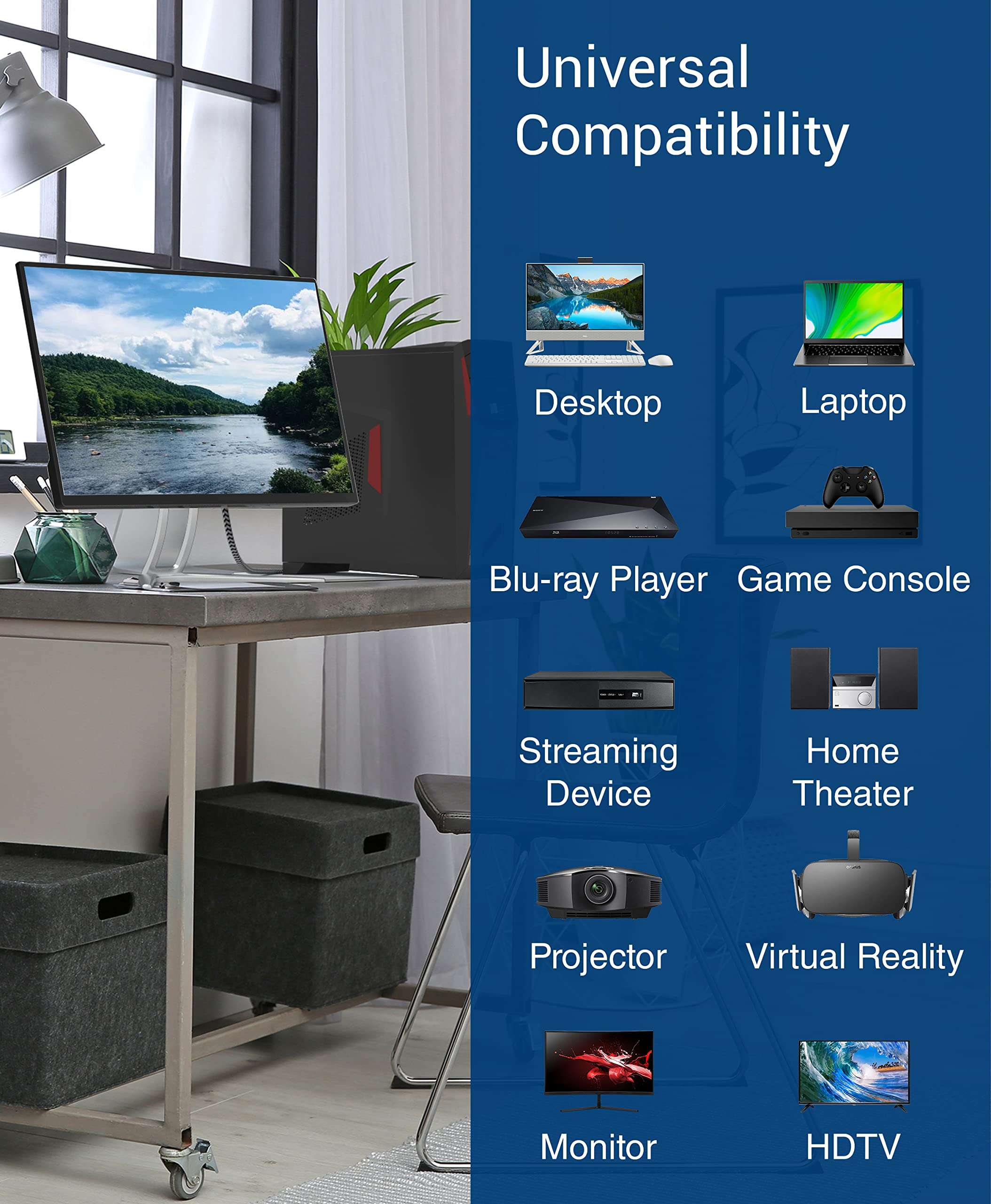 BlueRigger Ultra Series (Braided-Nylon) 4K HDMI Cable/HDMI Cord (6 feet / 1.8 Meters, HDMI to HDMI, TOP Series) supports (4K@60HZ,1080p, UHD/Ultra HD, High Speed with Ethernet, ARC, PS4, XBOX, HDTV) 5