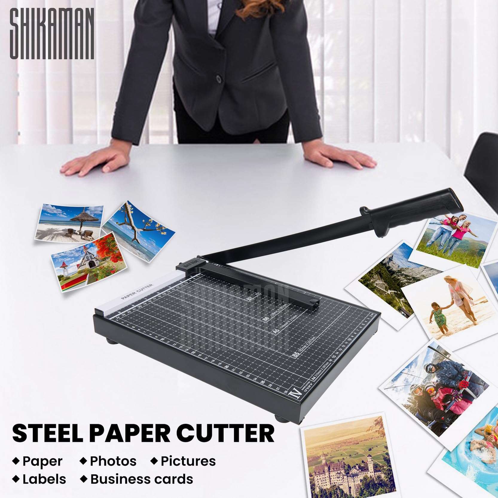 12" Guillotine Paper Cutter, 15 Sheets Capacity, Metal Base (Black A4, 12in 1P) 3