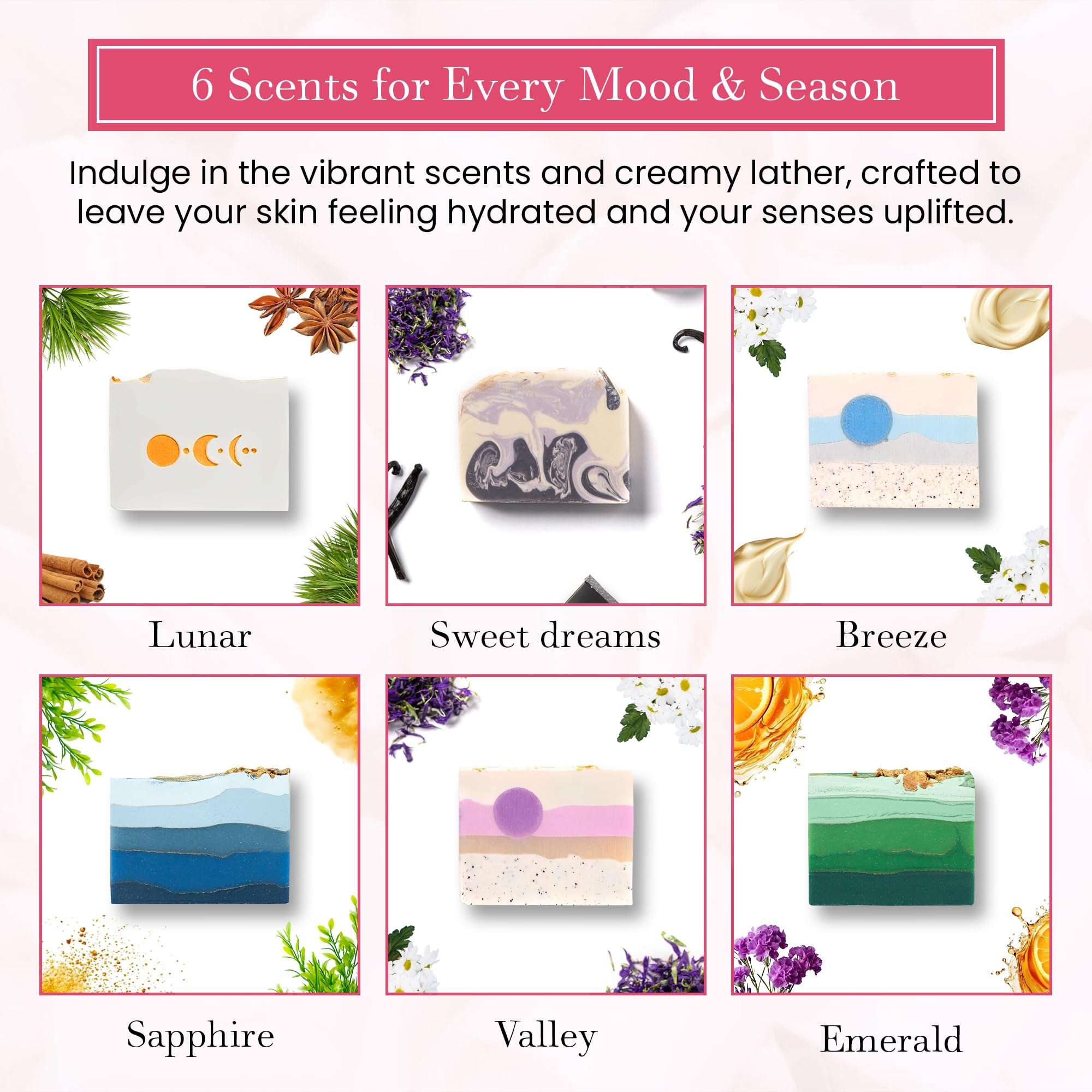 FinchBerry Relaxation Soap Bar Set – Natural Face & Body Care Collection with Handmade Soaps – Made with Organic Olive Oil, Coconut Oil, and Shea Butter – Ideal Gift Pack of 6 (4.5 oz Each) 4