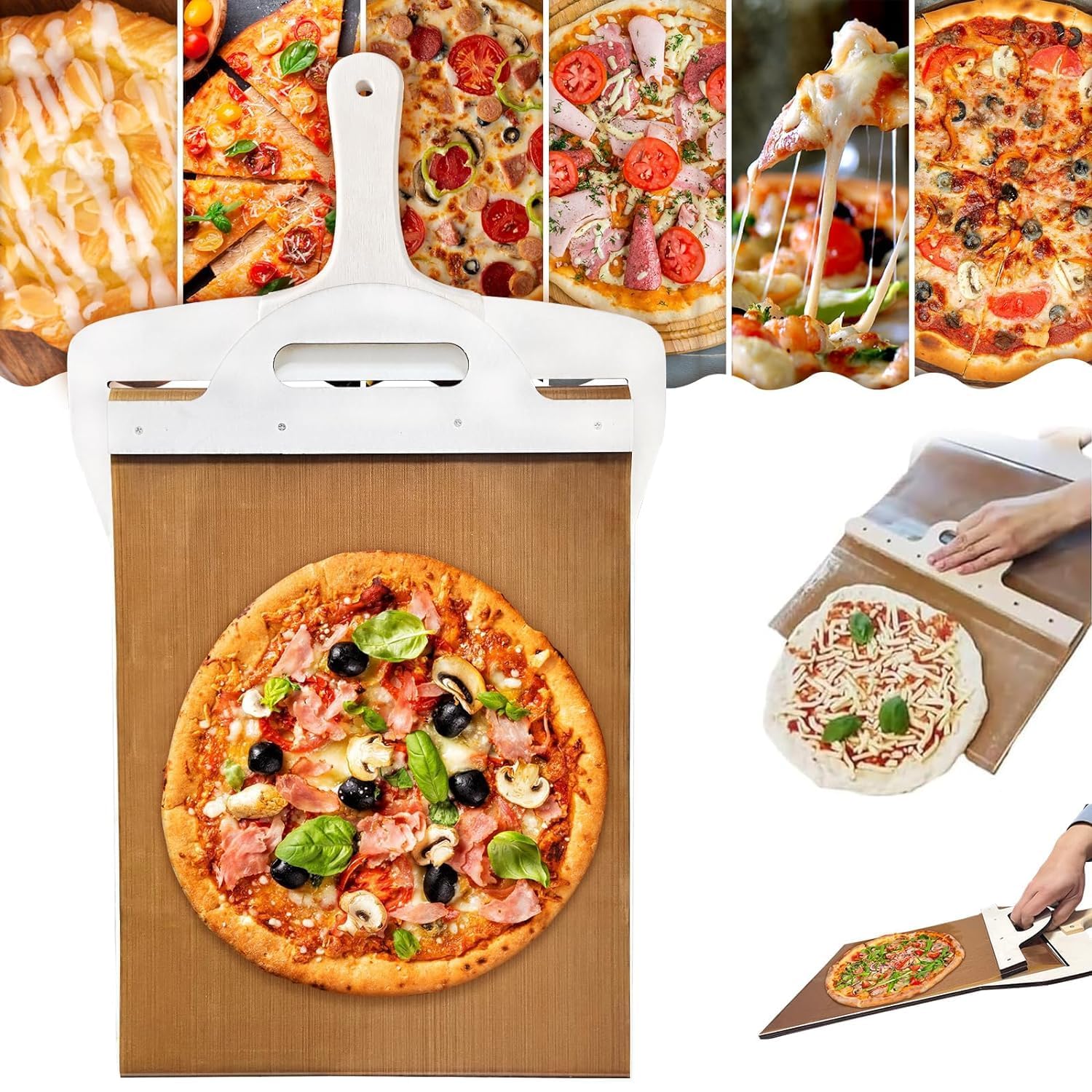 Xenon Venture Sliding Pizza Peel tray with Wood Handle for Ovens,Easy Transfer Sliding Pizza Shovel Spatula Paddle(1pcs/multi-color) 4