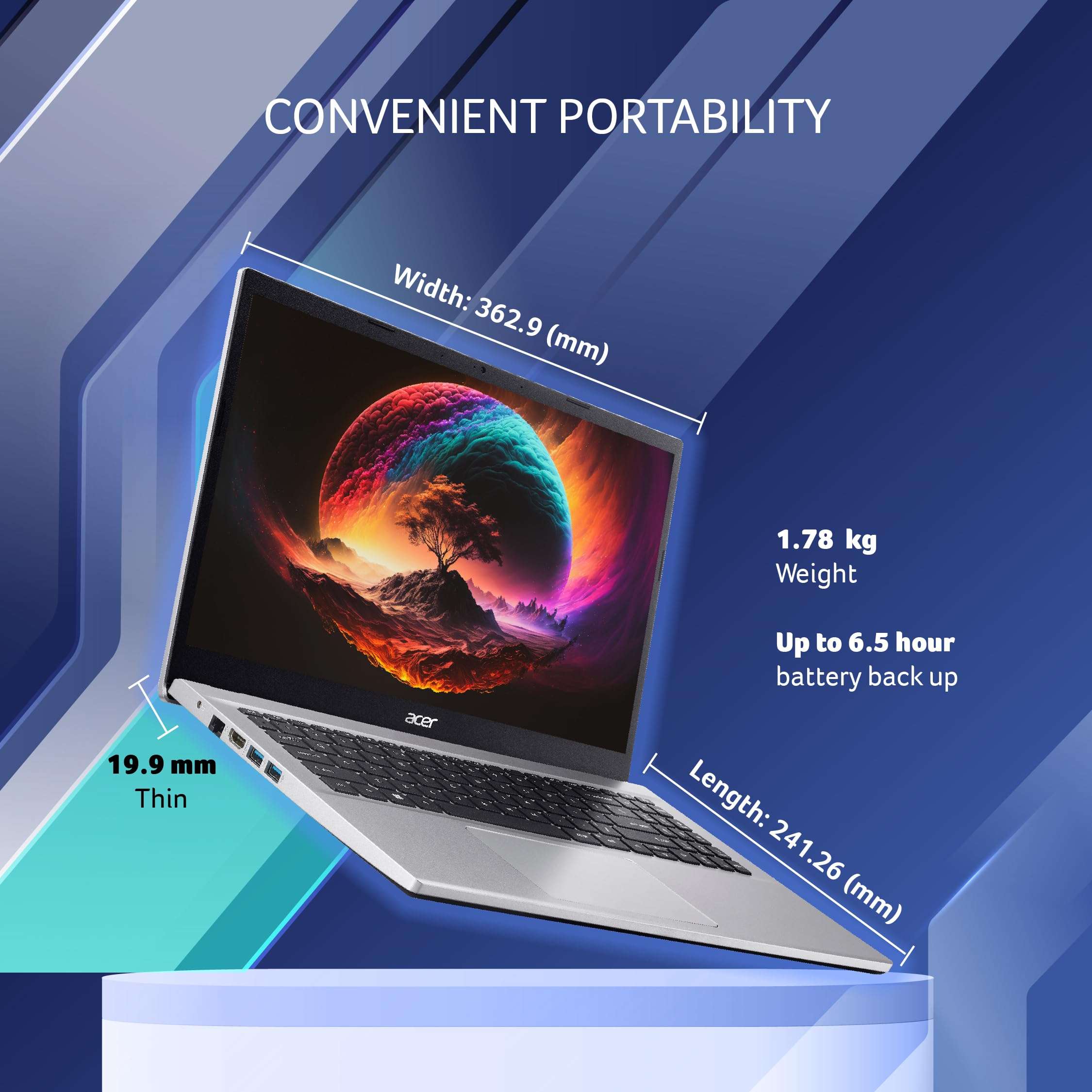 Acer Aspire 3 (Intel Core i3 1215U Processor/ 8GB/ 512 GB SSD/Windows 11 Home/MS Office) A315-59 with 39.6 cm (15.6") Full HD Display /1.78kg 2